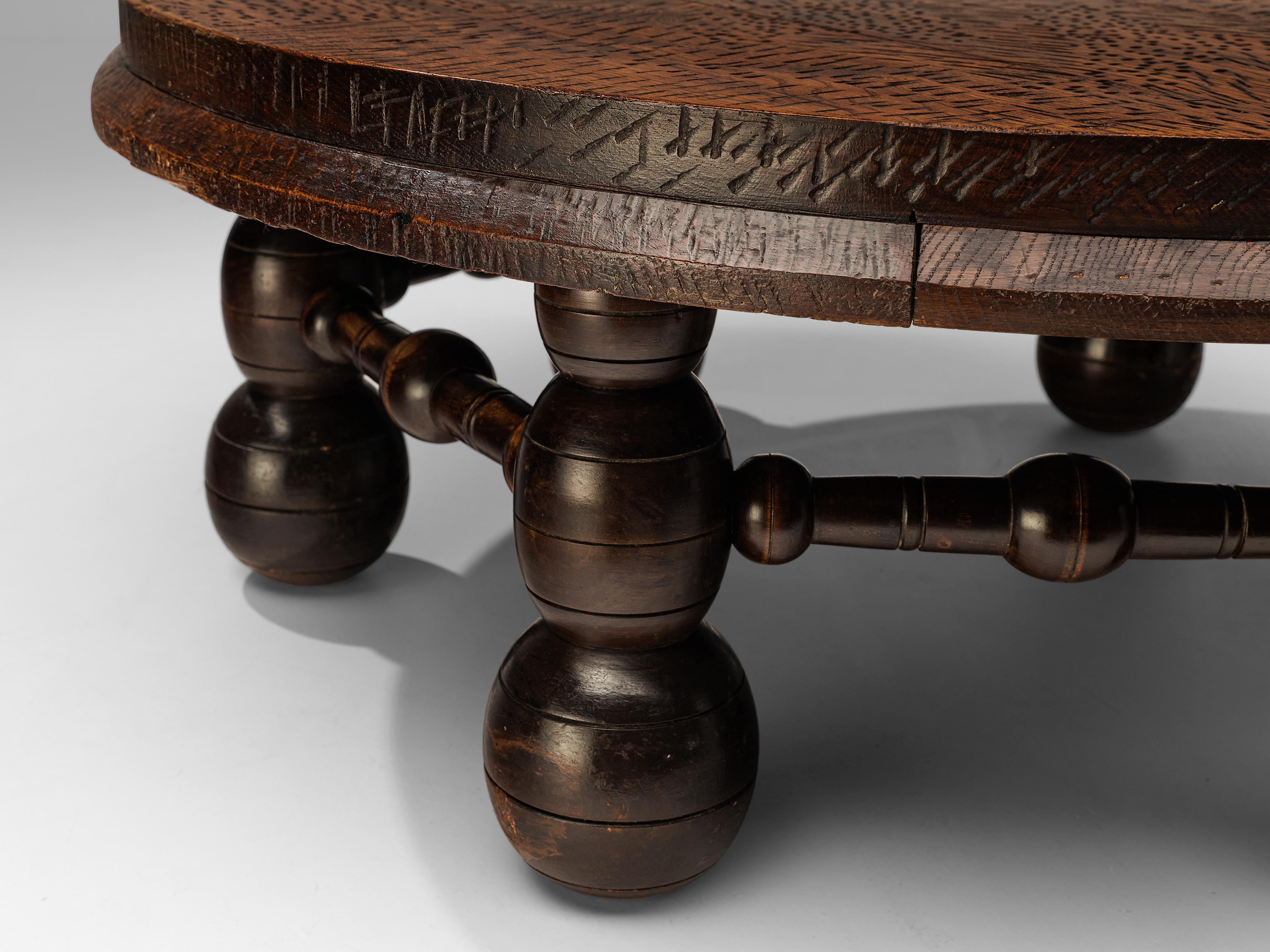 French Art Deco Side Table in Darkened Oak 1
