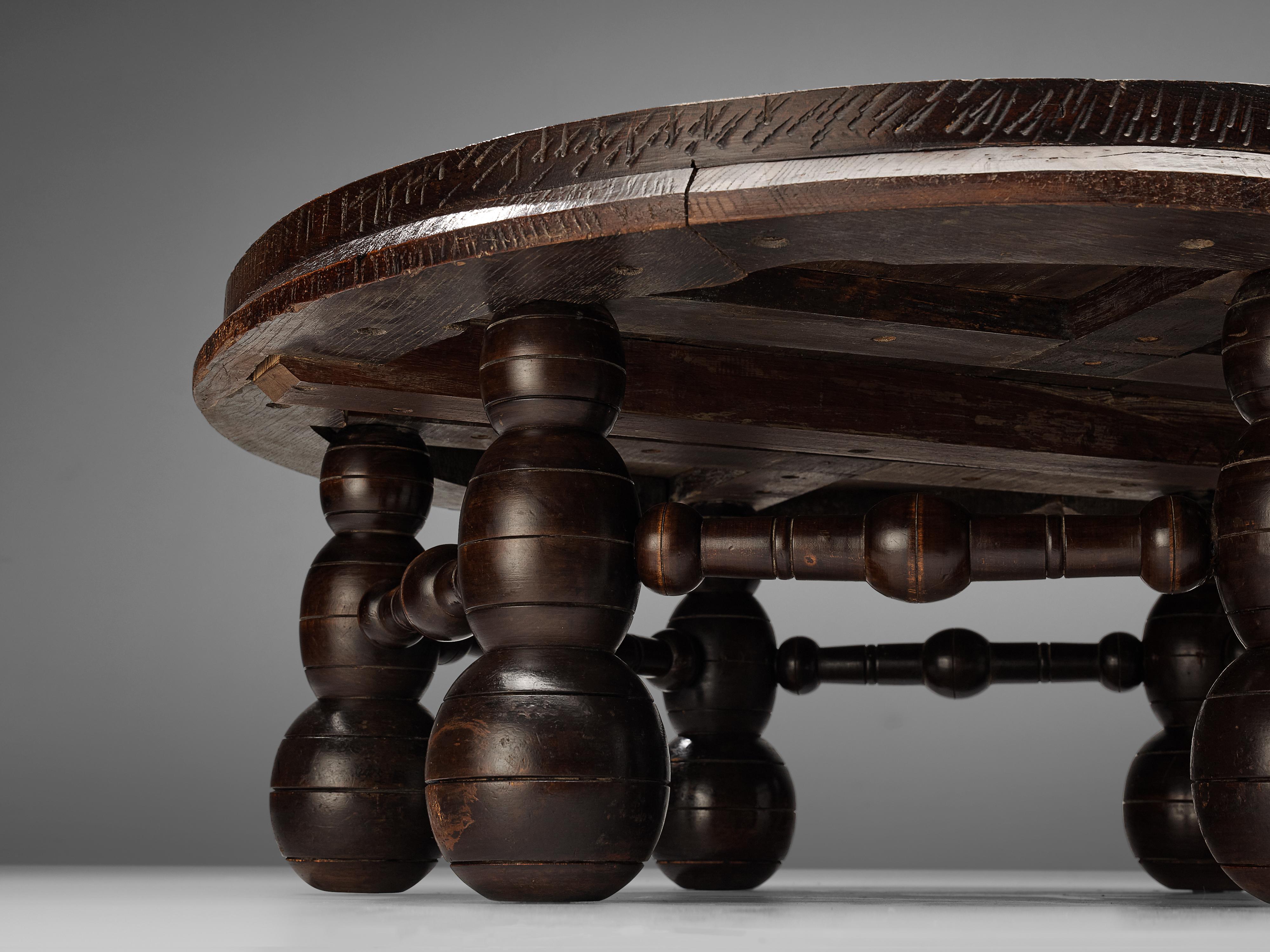 French Art Deco Side Table in Darkened Oak 3