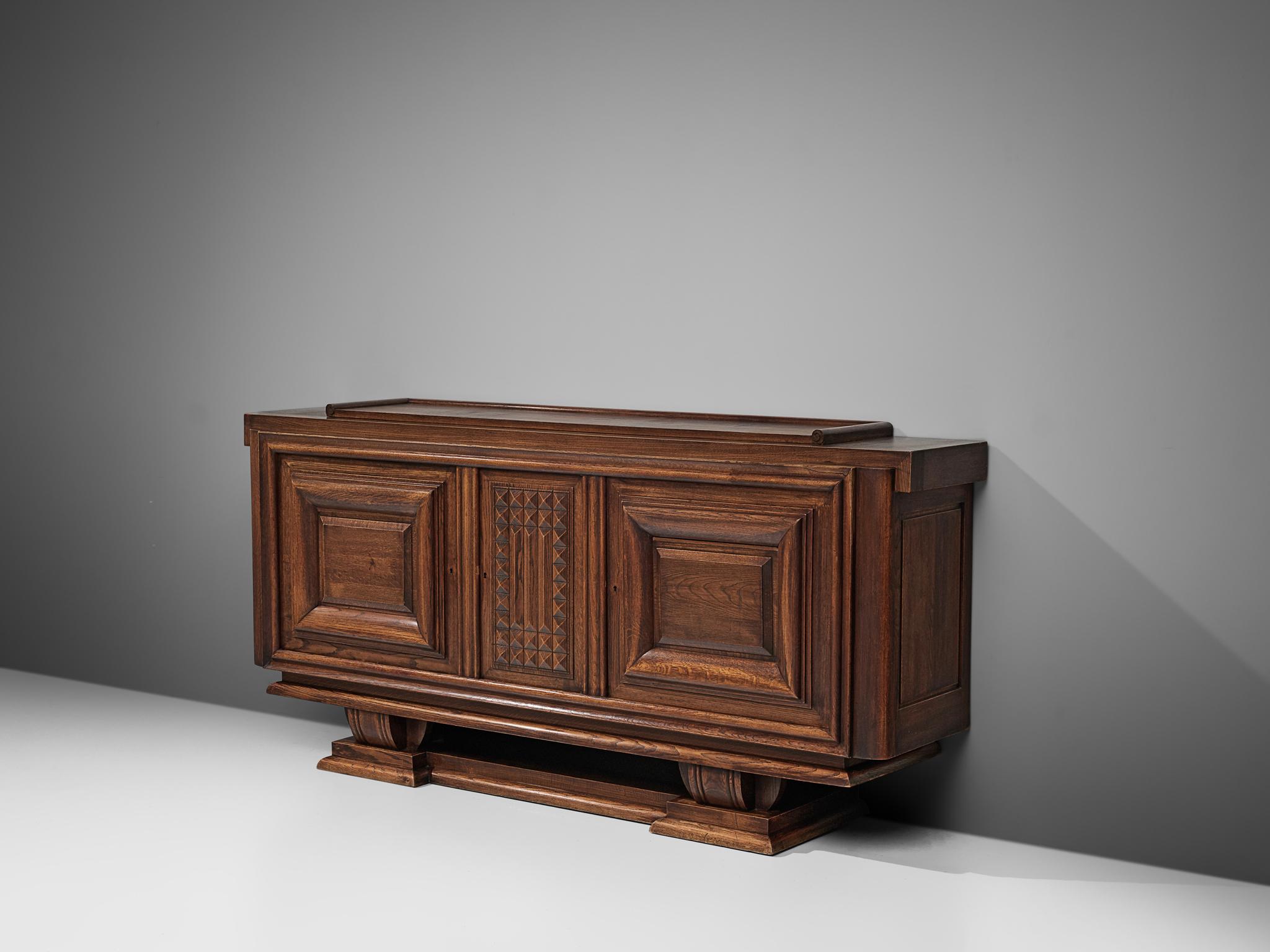 French Charles Dudouyt Credenza in Stained Oak