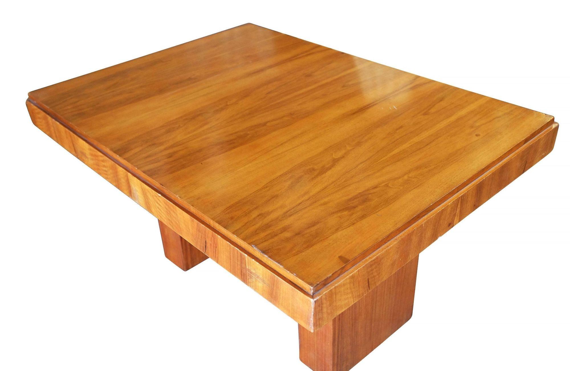 Charles Dudouyt Cubist Inspired Walnut Desk / Dining Table In Excellent Condition For Sale In Van Nuys, CA