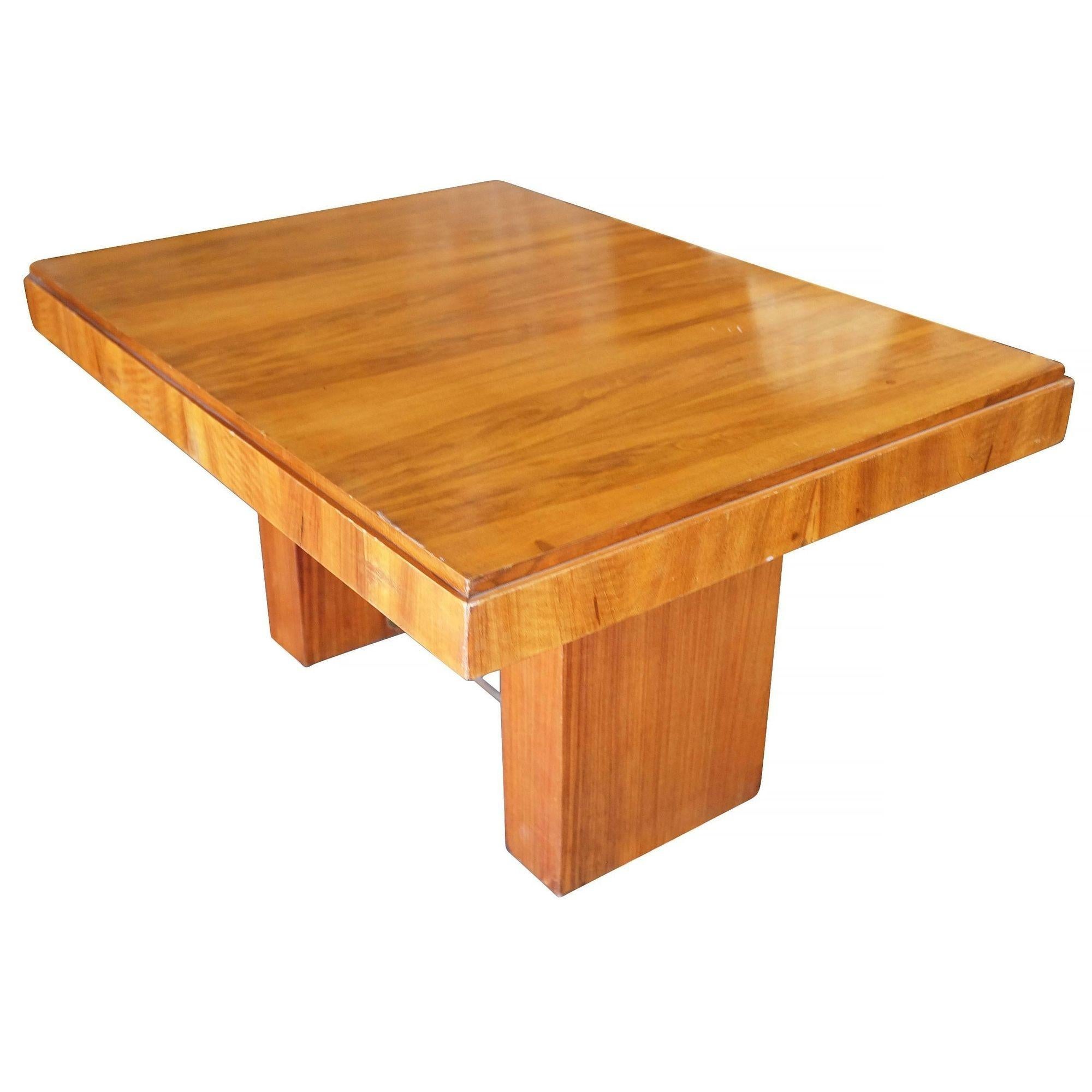 Charles Dudouyt Cubist Inspired Walnut Desk / Dining Table For Sale 2