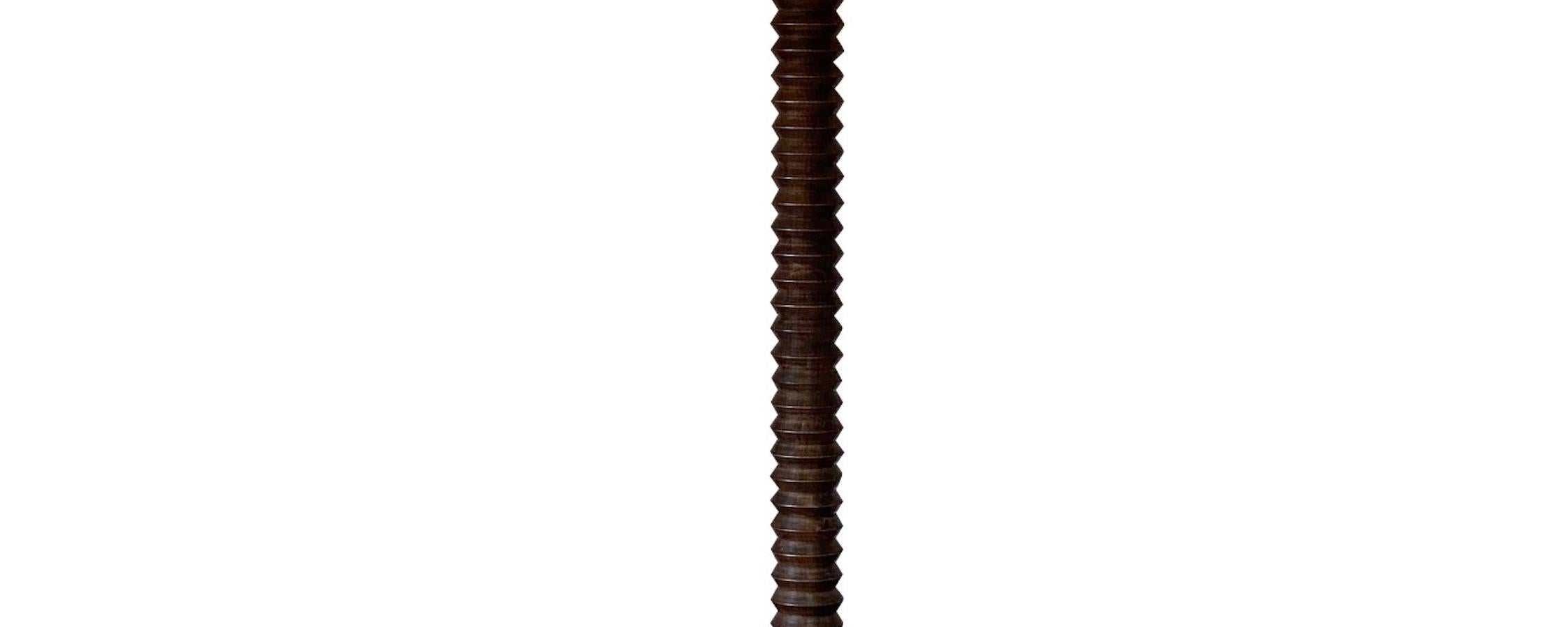 French Charles Dudouyt Dark Brown Spiral Textured Floor Lamp with Table, France, 1940s