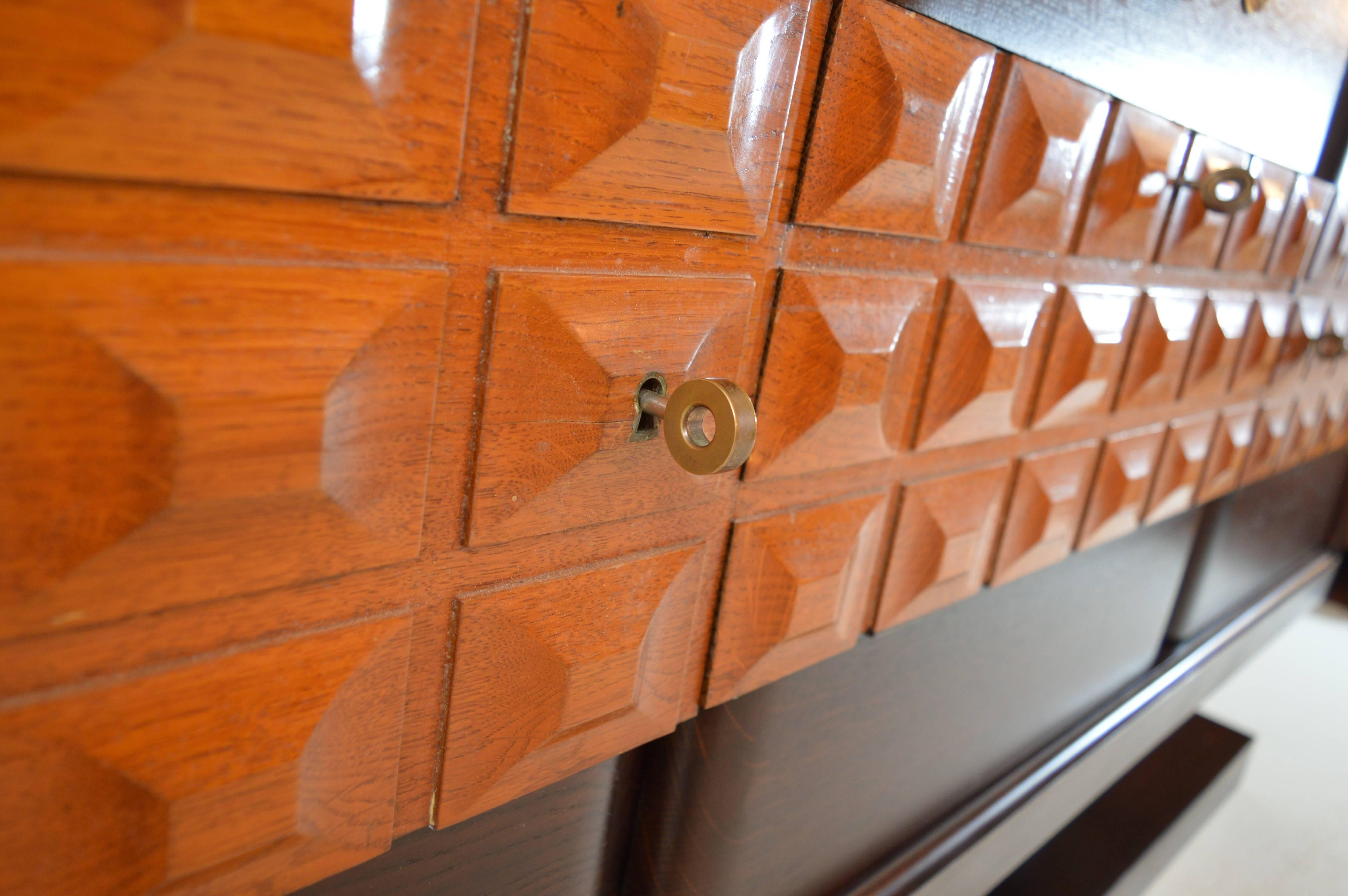 Charles Dudouyt Darkstained Oak Sideboard, 1940s 6