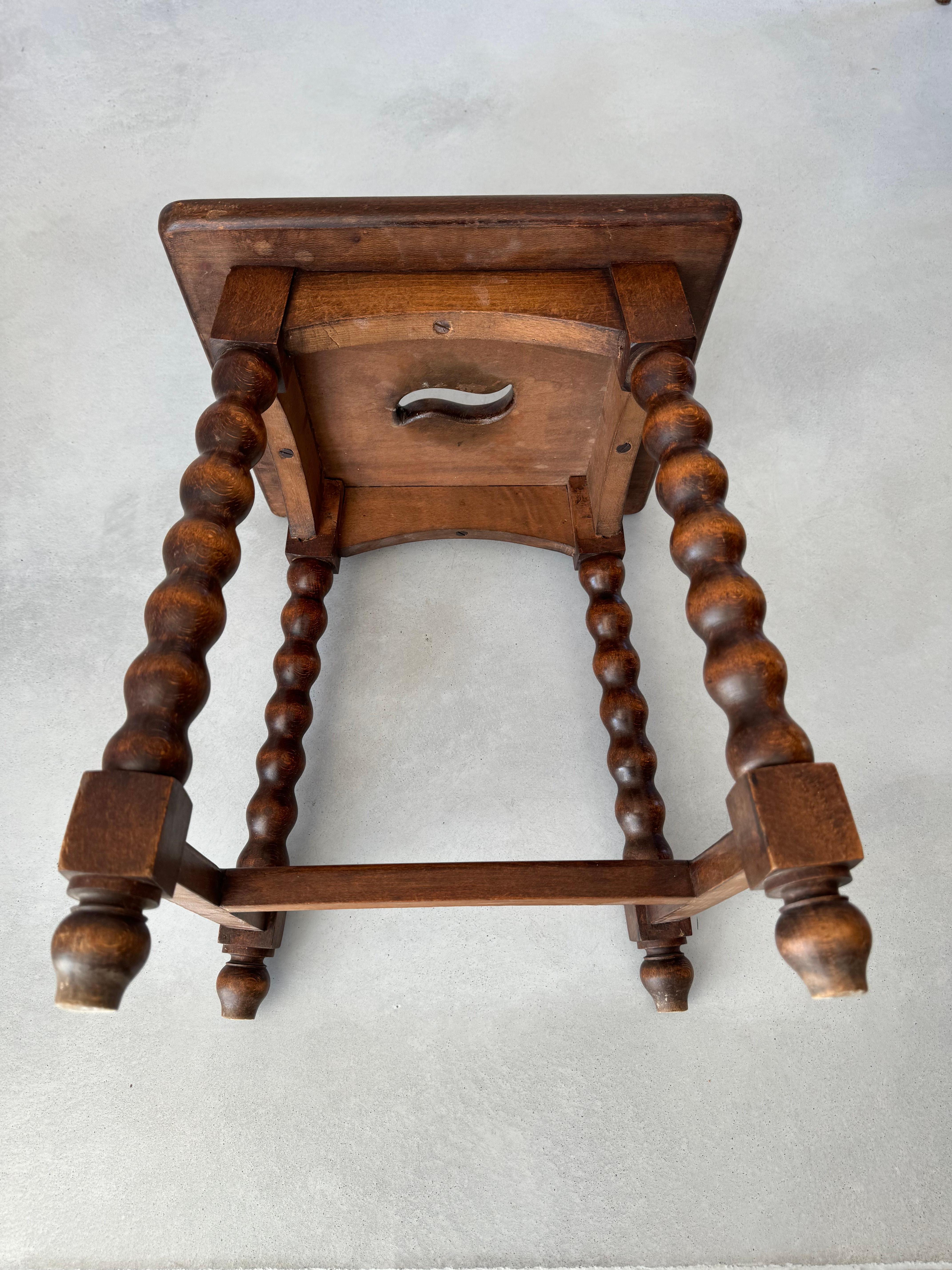 Charles Dudouyt design solid wood stool, France 1940s For Sale 2