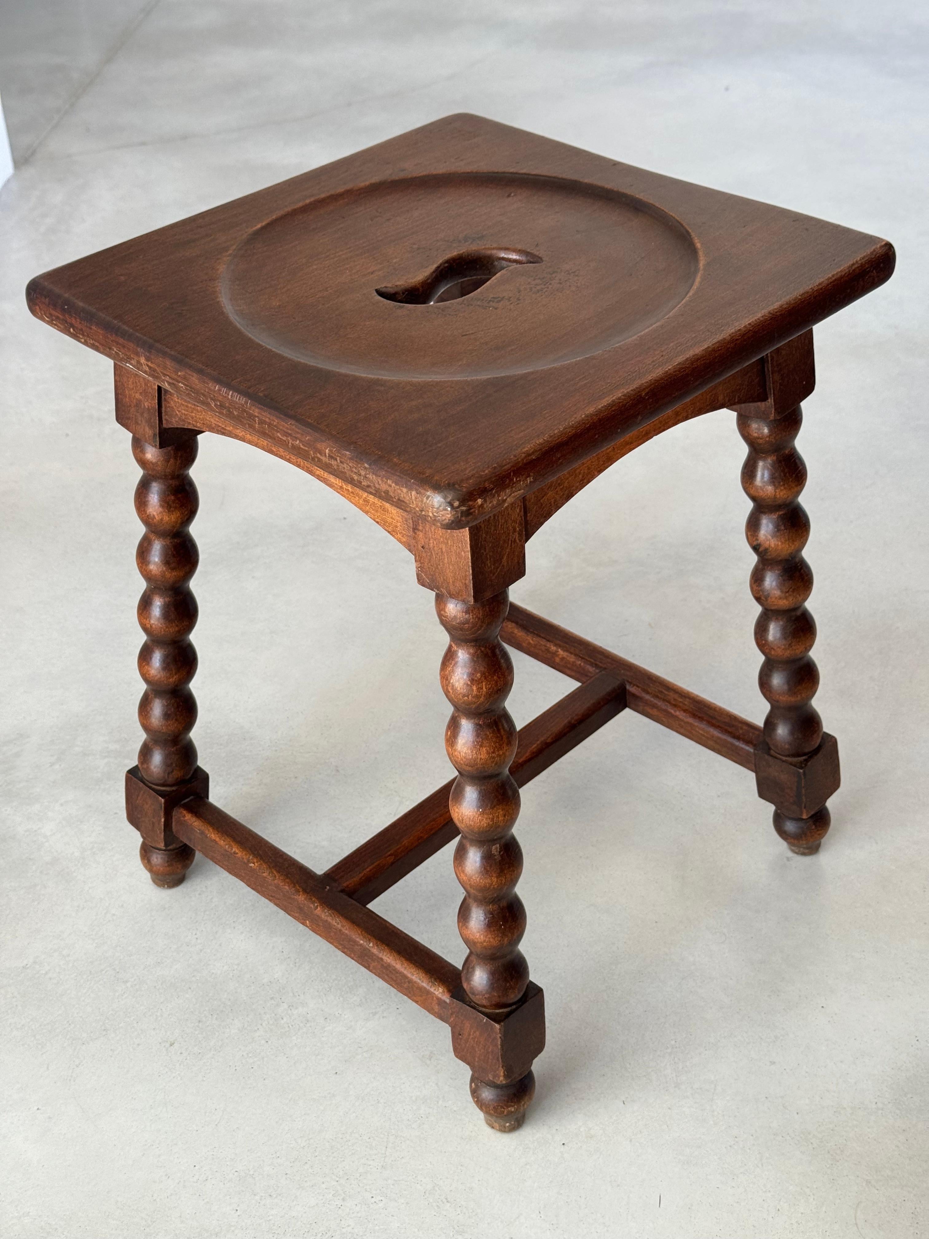 Charles Dudouyt design solid wood stool, France 1940s For Sale 5