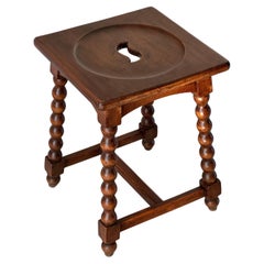 Charles Dudouyt design solid wood stool, France 1940s