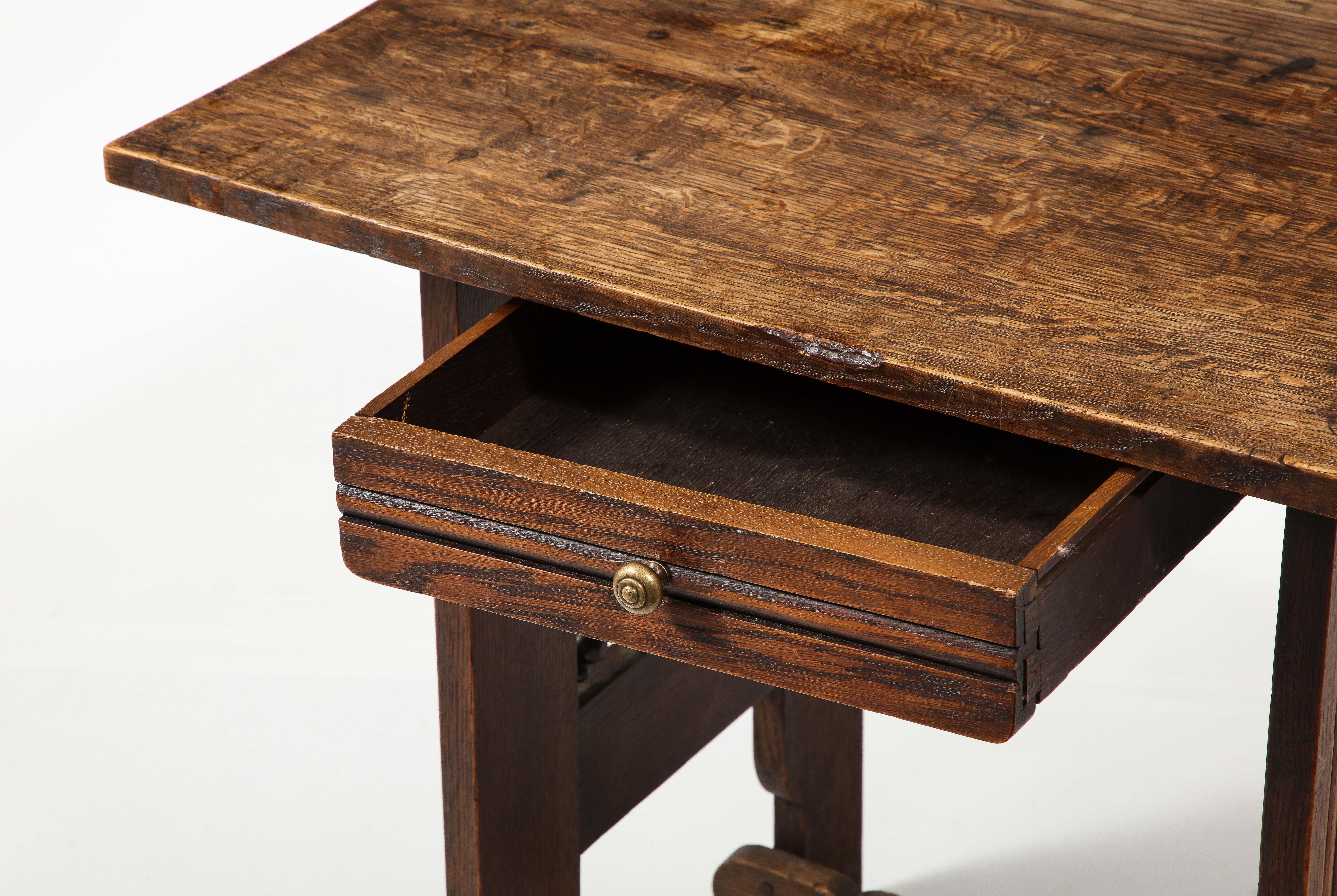 Charles Dudouyt Desk & Chair Setin Oak, France 1940's For Sale 9
