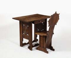 Charles Dudouyt Desk & Chair Setin Oak, France 1940's