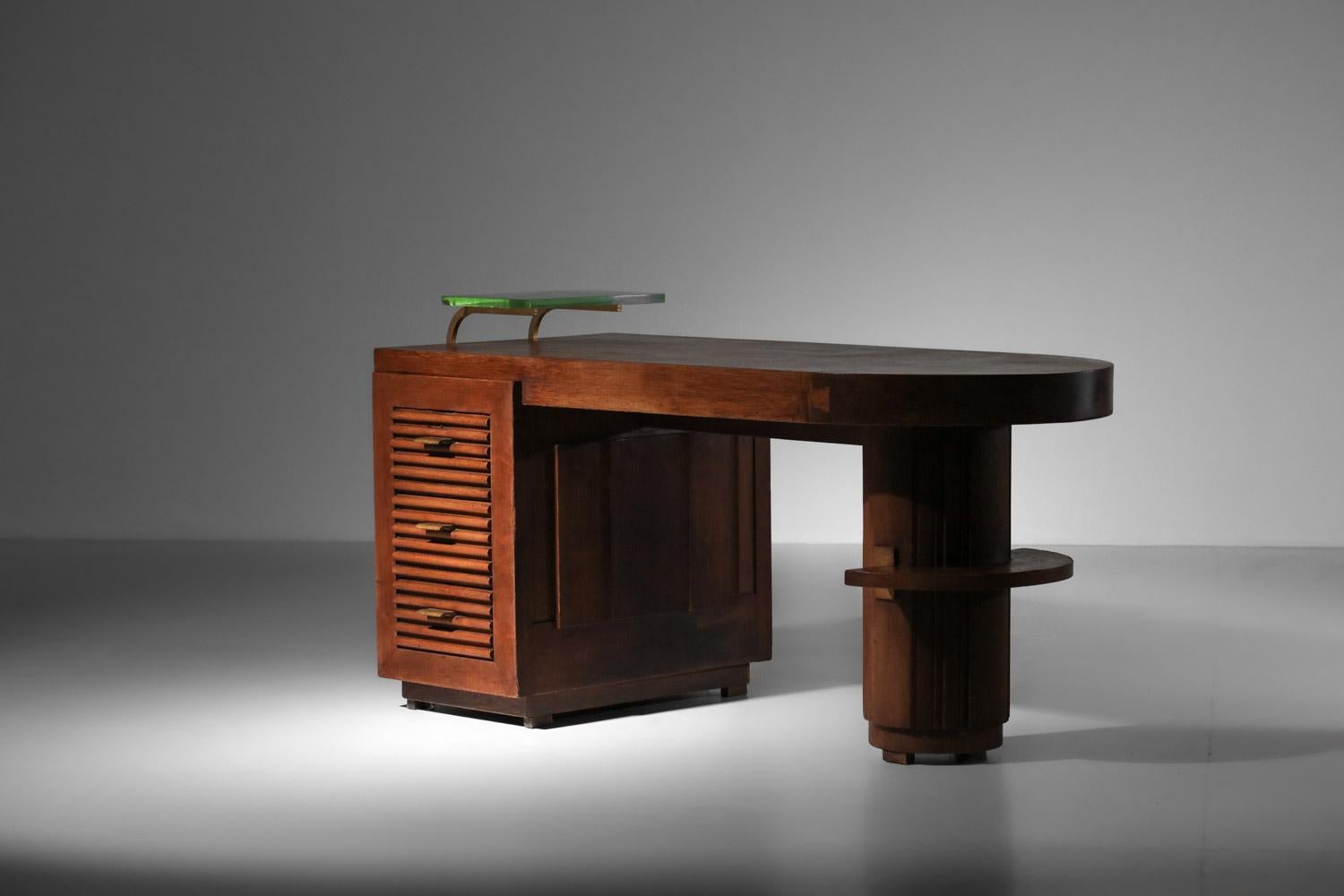Bureau Charles Dudouyt en chêne massif art déco des années 1930 7