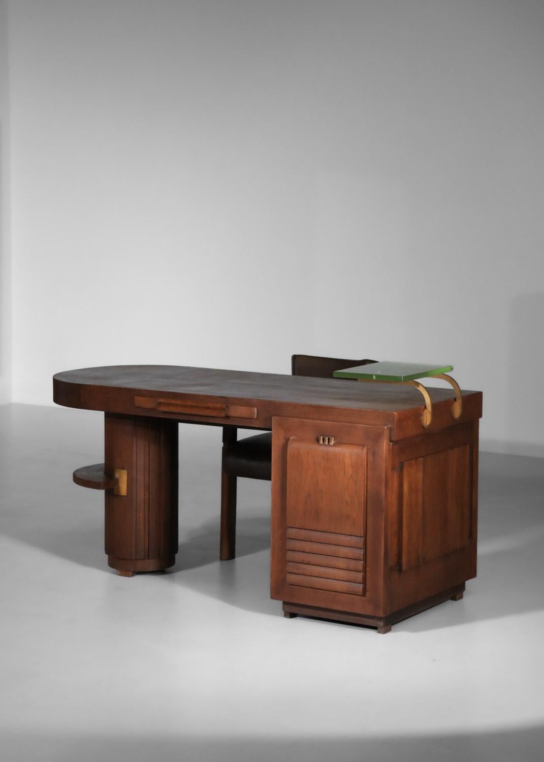Bureau Charles Dudouyt en chêne massif art déco des années 1930 8