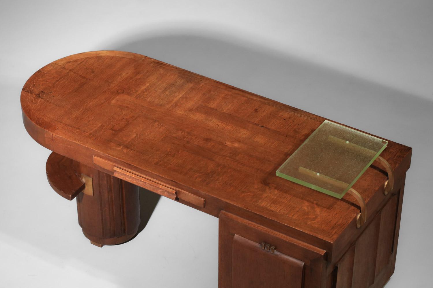 Bureau Charles Dudouyt en chêne massif art déco des années 1930 9