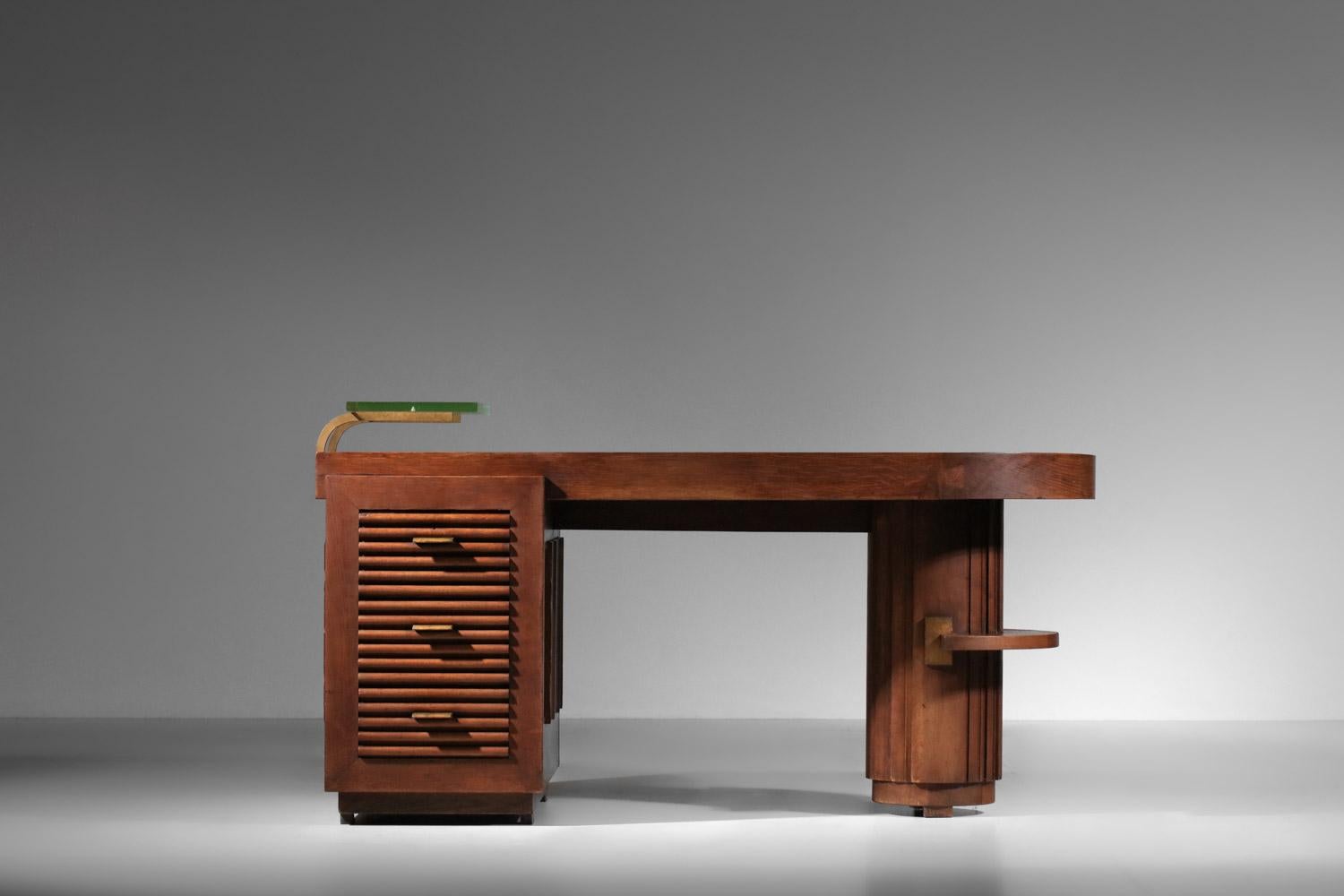 Art déco Bureau Charles Dudouyt en chêne massif art déco des années 1930