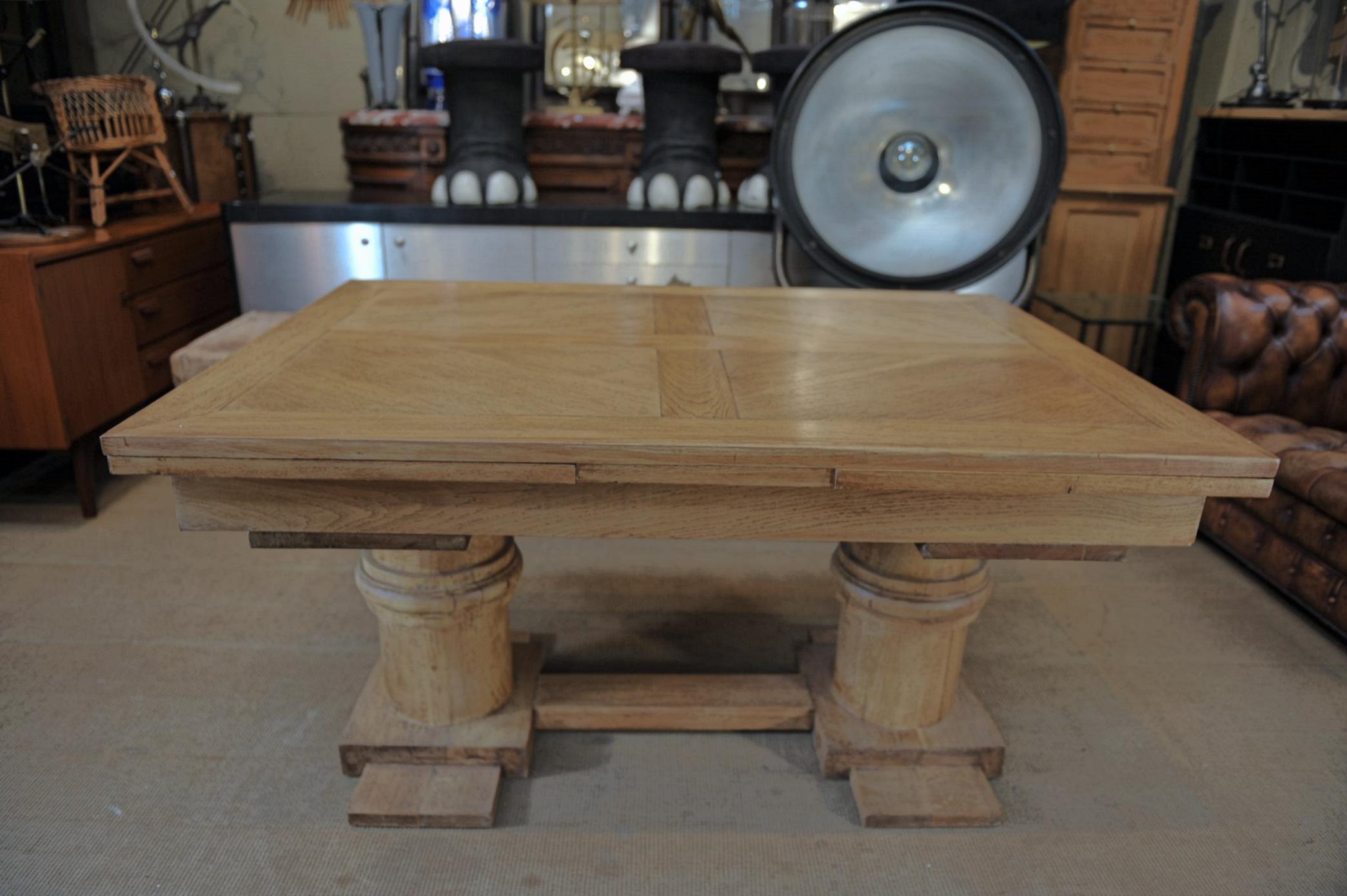 Charles Dudouyt Dining Oak Table with Extensions, circa 1930 For Sale 9