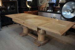 Charles Dudouyt Dining Oak Table with Extensions, circa 1930