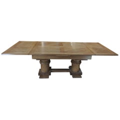 Charles Dudouyt Dining Oak Table with Extensions, circa 1930