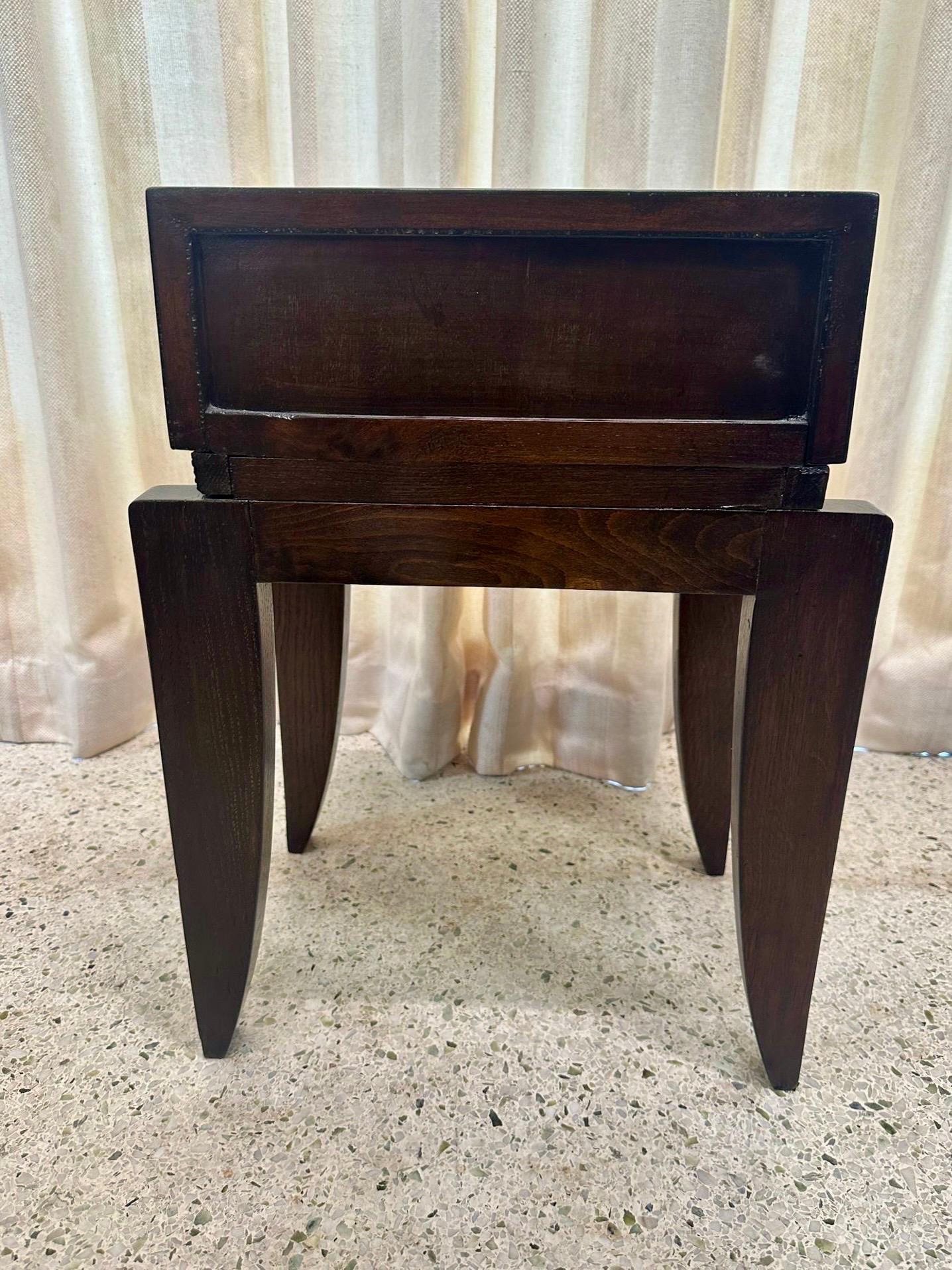 Charles Dudouyt Ebonized Oak Petite Side-table w./ Drawer In Good Condition In North Miami, FL