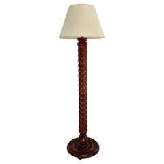 Charles Dudouyt Era Unique Design Solid Oak Floor Lamp French Rustic-Chic 1940s