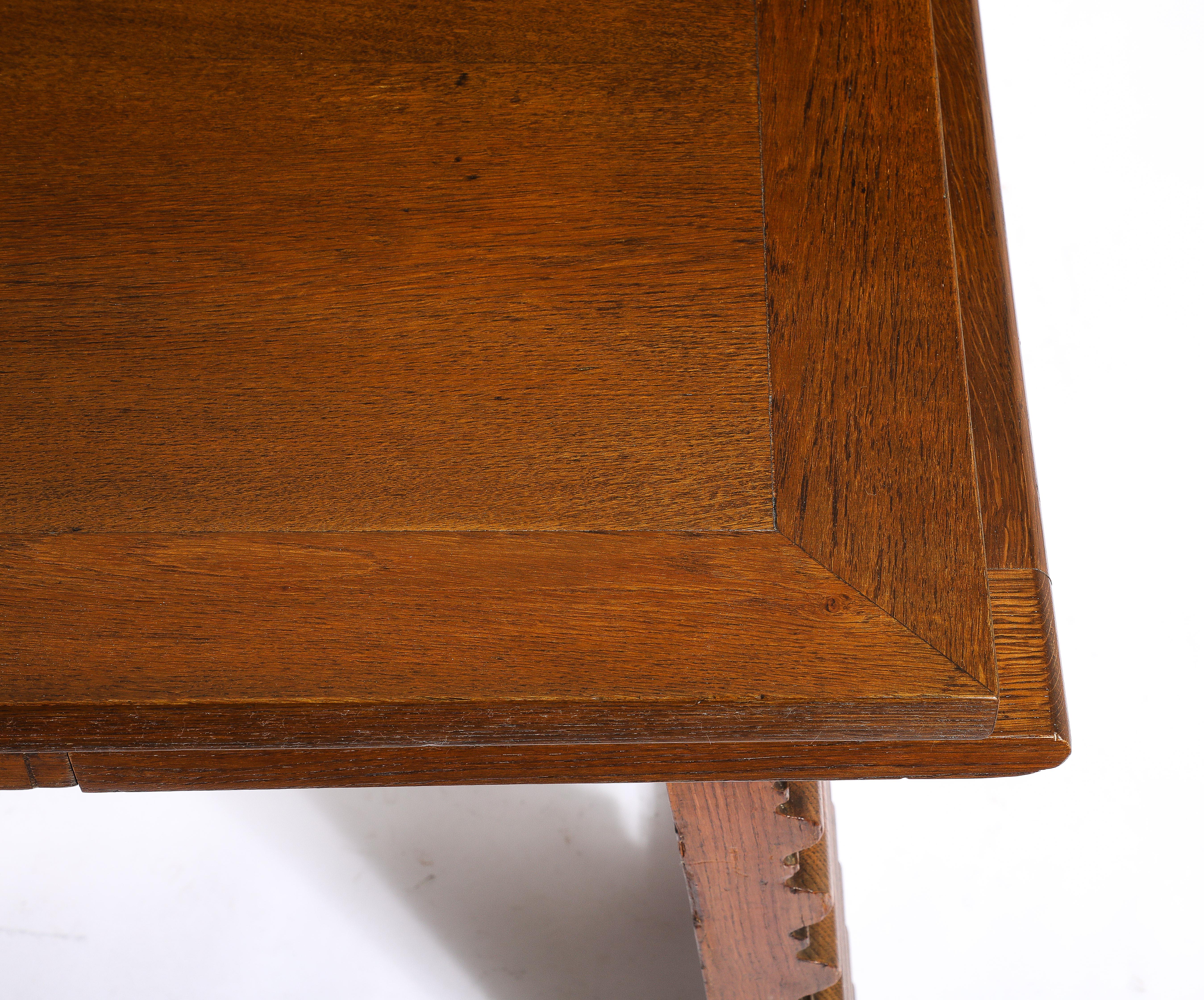 Charles Dudouyt Expandable Oak Center Table, France 1940's For Sale 5