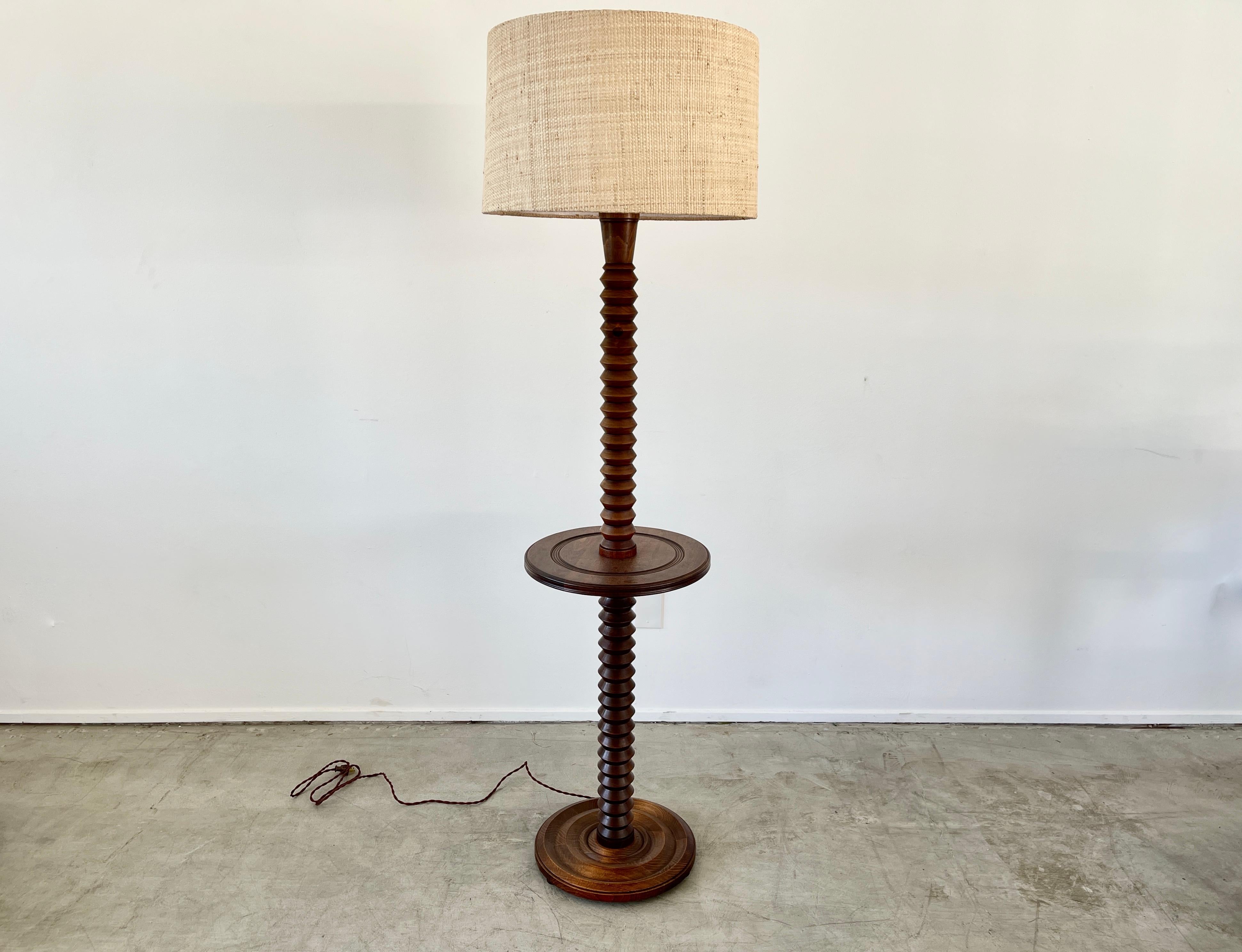 Oak Charles Dudouyt Attributed Floor Lamp For Sale