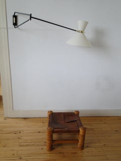 Charles Dudouyt France Stool Footstool Fireside Leather Oak