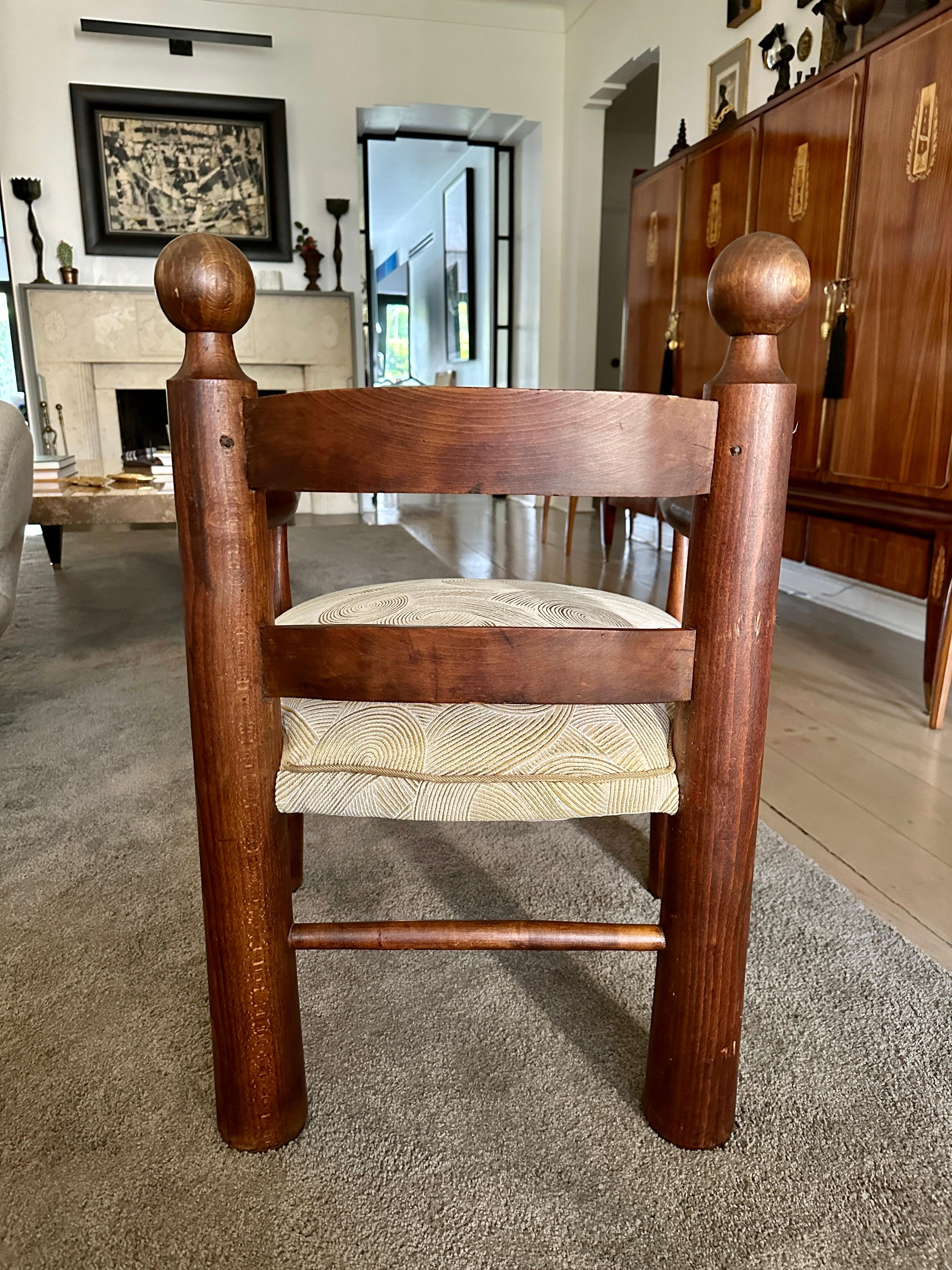 Charles Dudouyt French 1940s Oak Chair For Sale 1