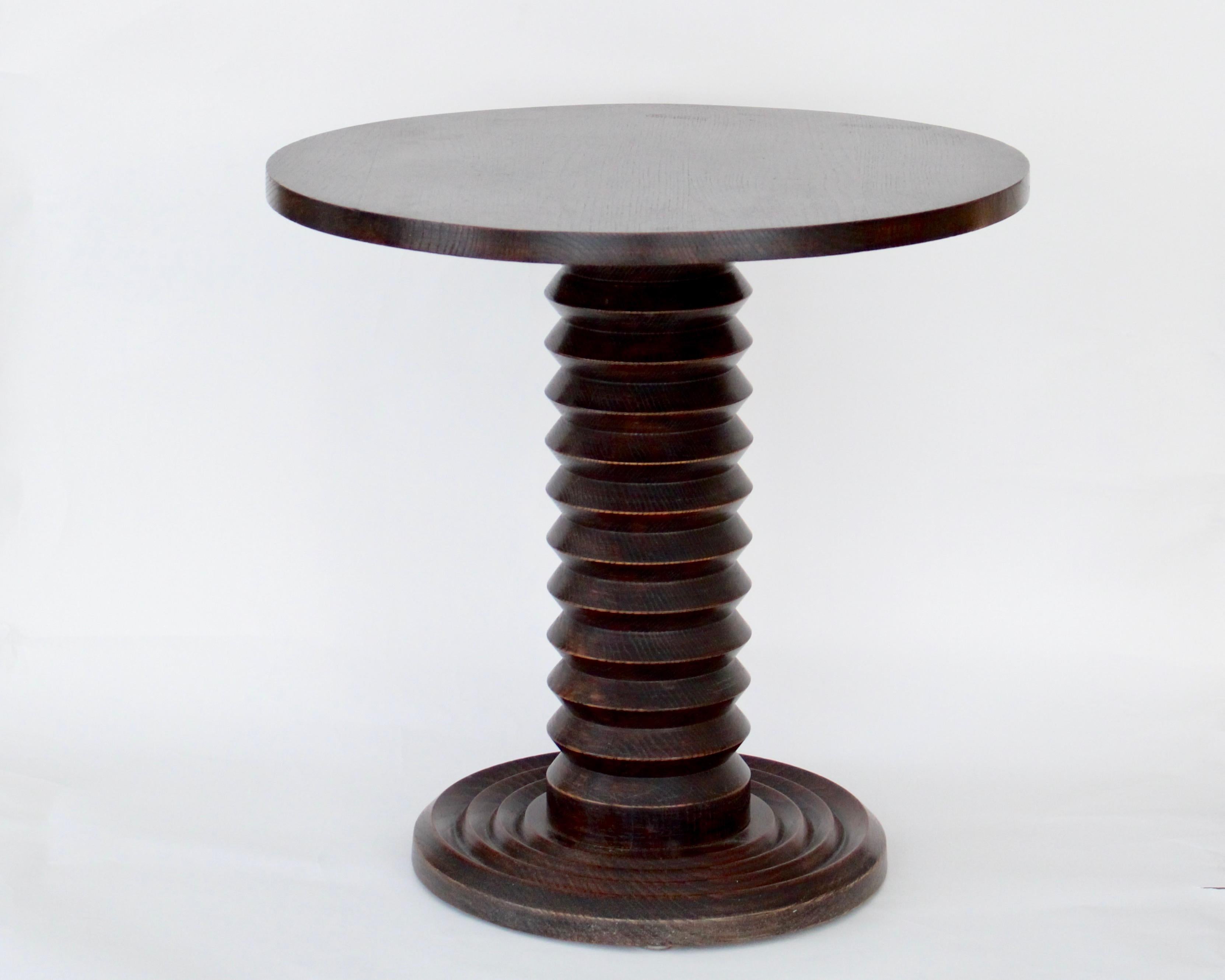 Mid-20th Century Charles Dudouyt French Dark Oak Side Table or Guerdon, c 1930