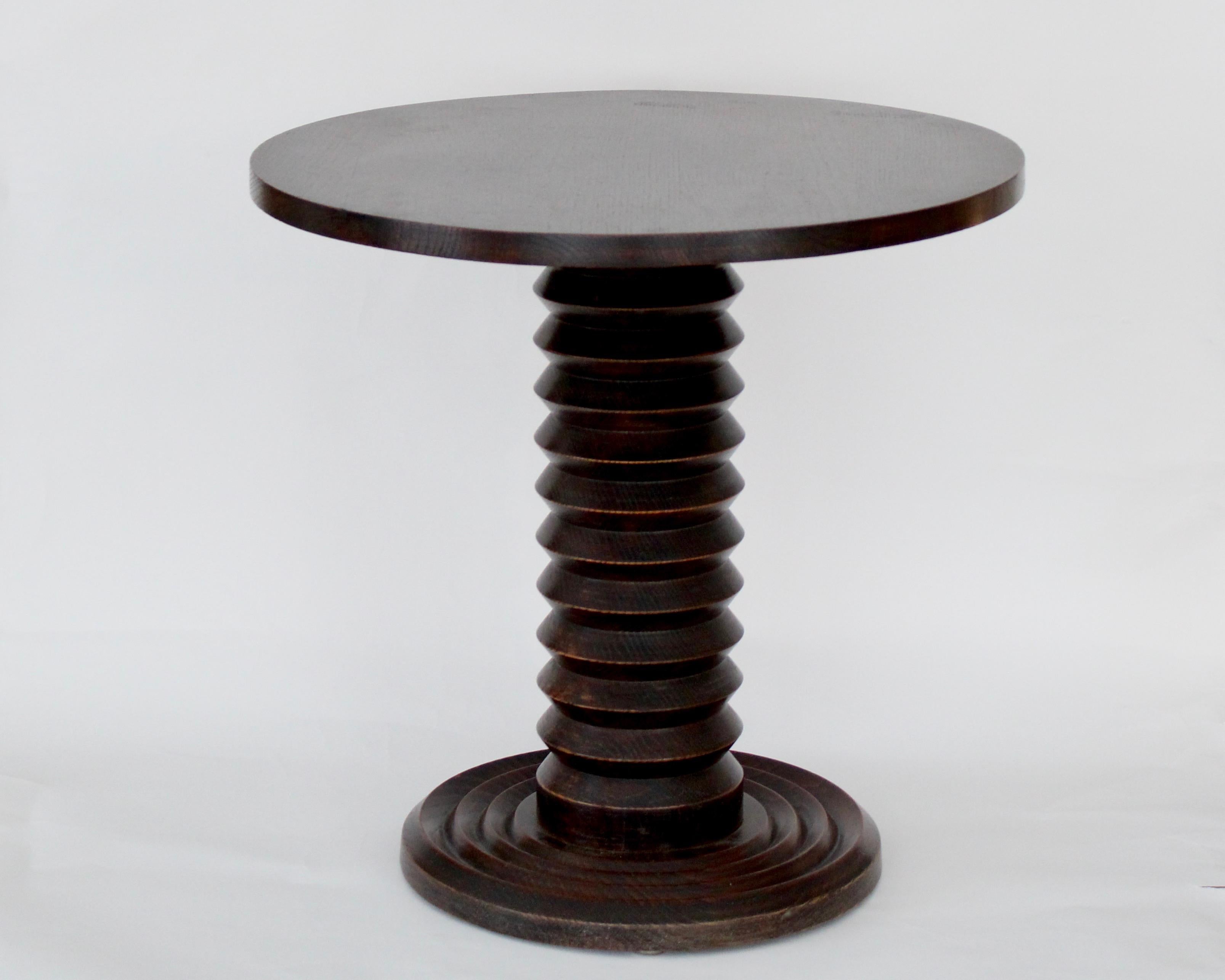 Charles Dudouyt French Dark Oak Side Table or Guerdon, c 1930 1