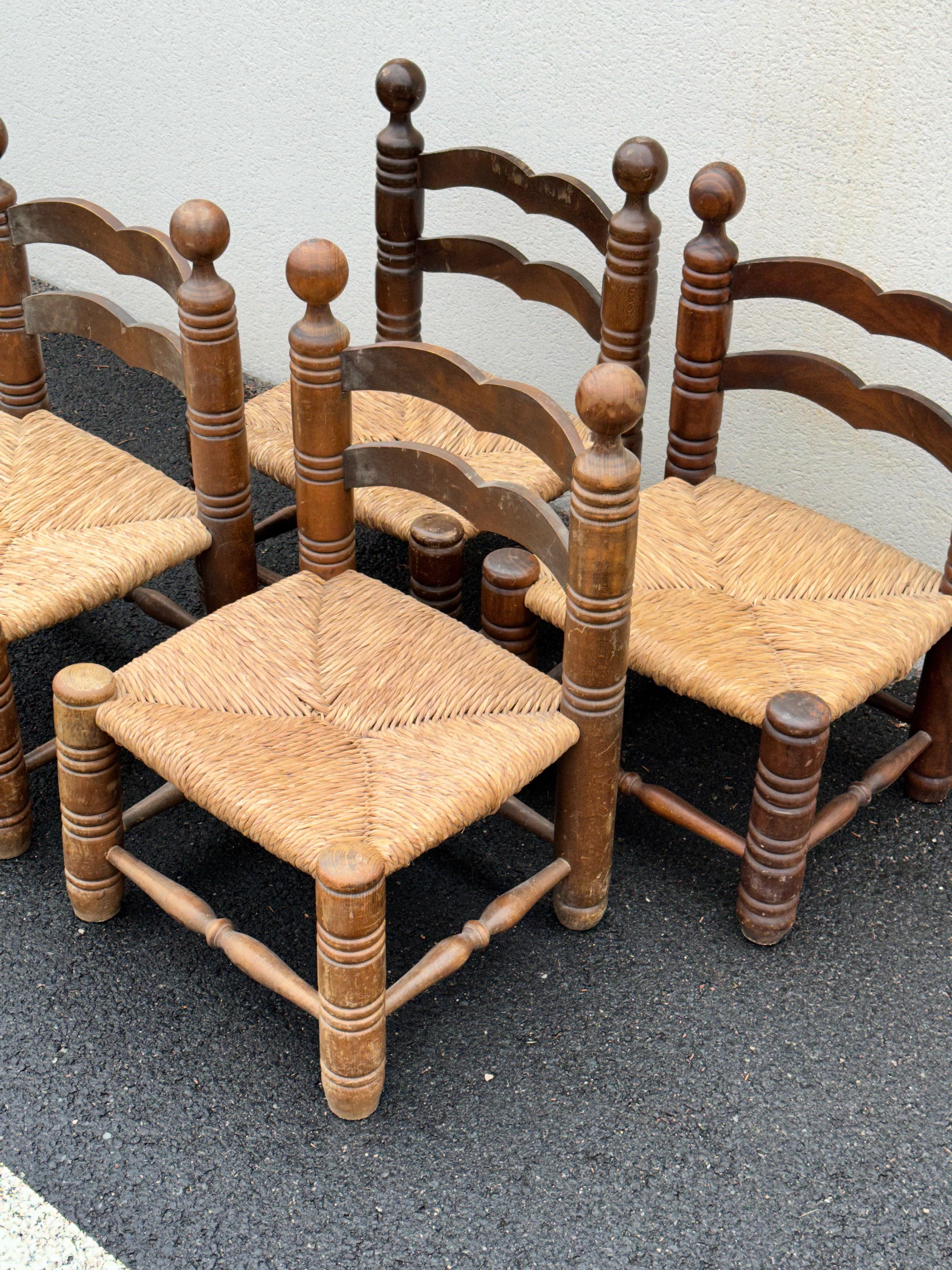 Charles Dudouyt, French decorator, set of 4 low chairs, 1940s For Sale 7
