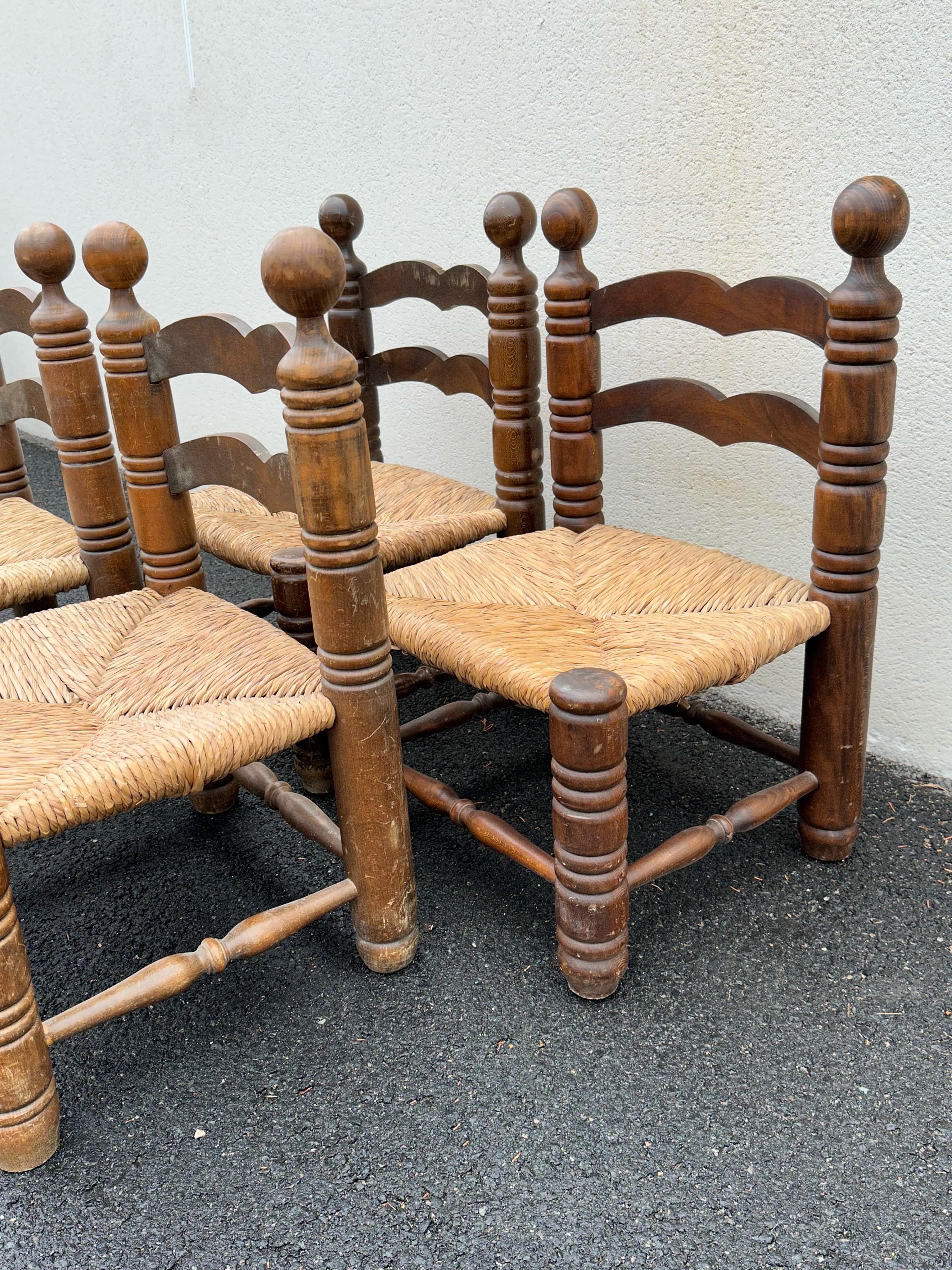 Charles Dudouyt, French decorator, set of 4 low chairs, 1940s For Sale 10