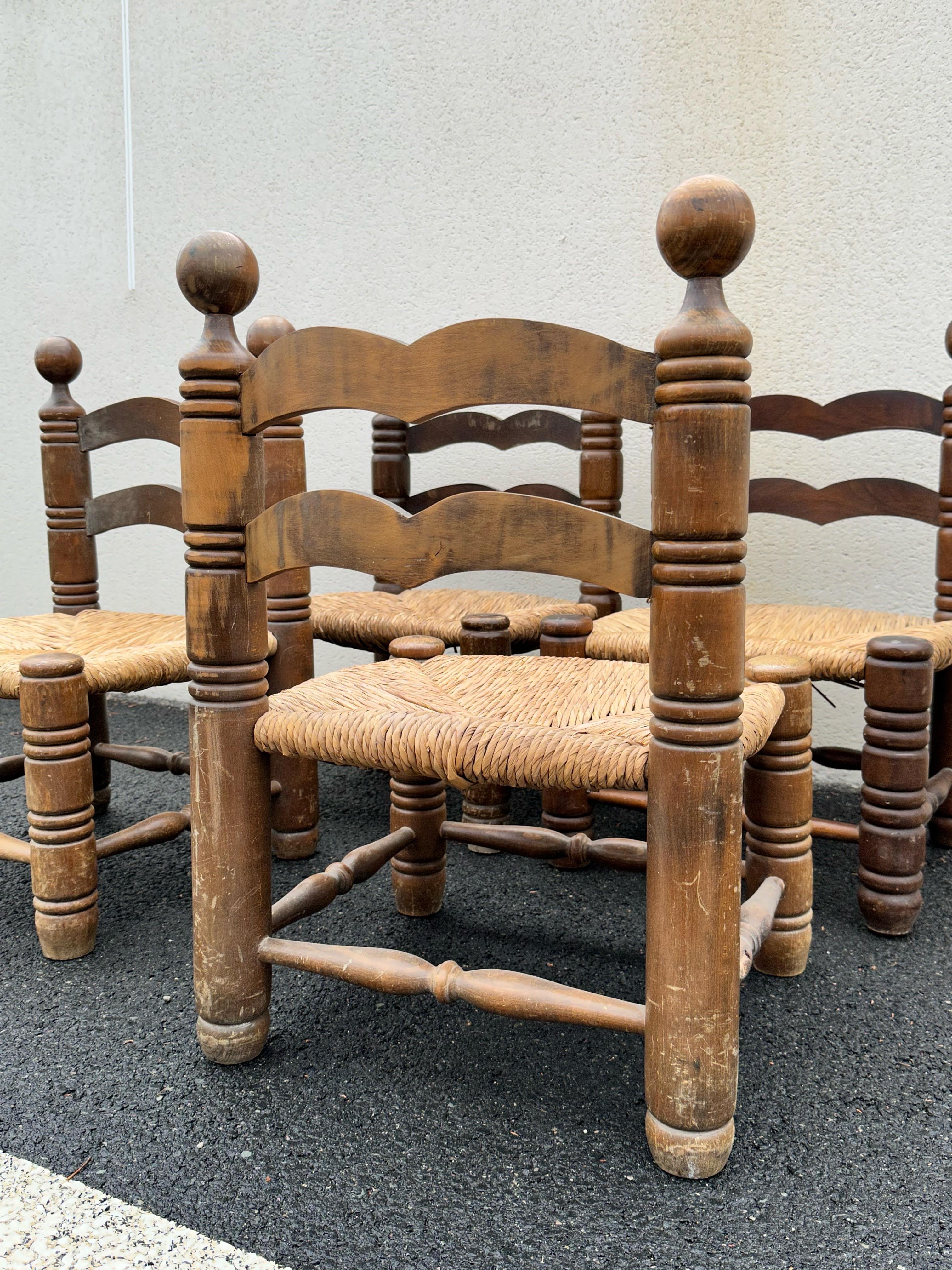Charles Dudouyt, French decorator, set of 4 low chairs, 1940s For Sale 11