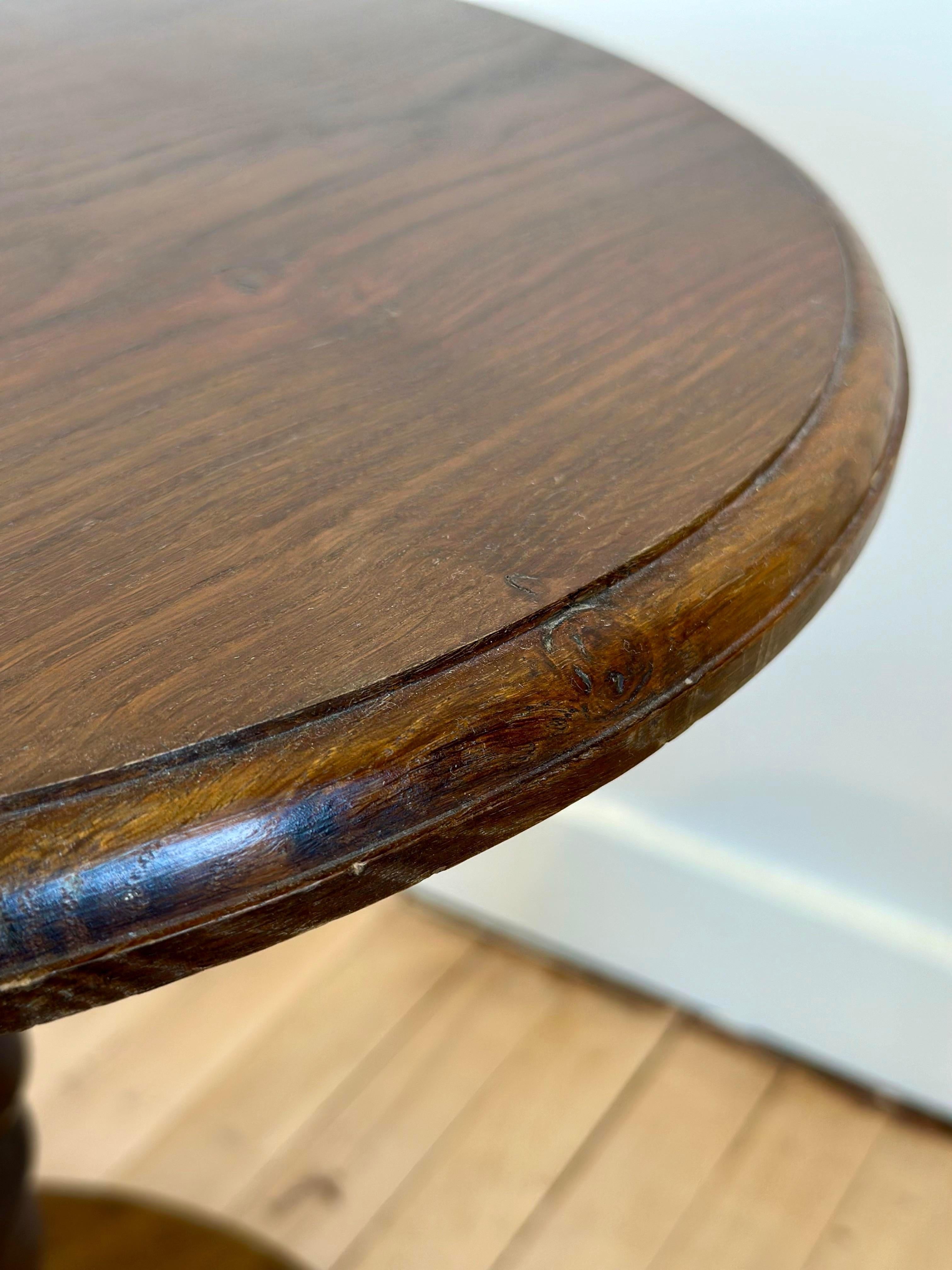 Brutalist Charles Dudouyt French Oak Gueridon Table