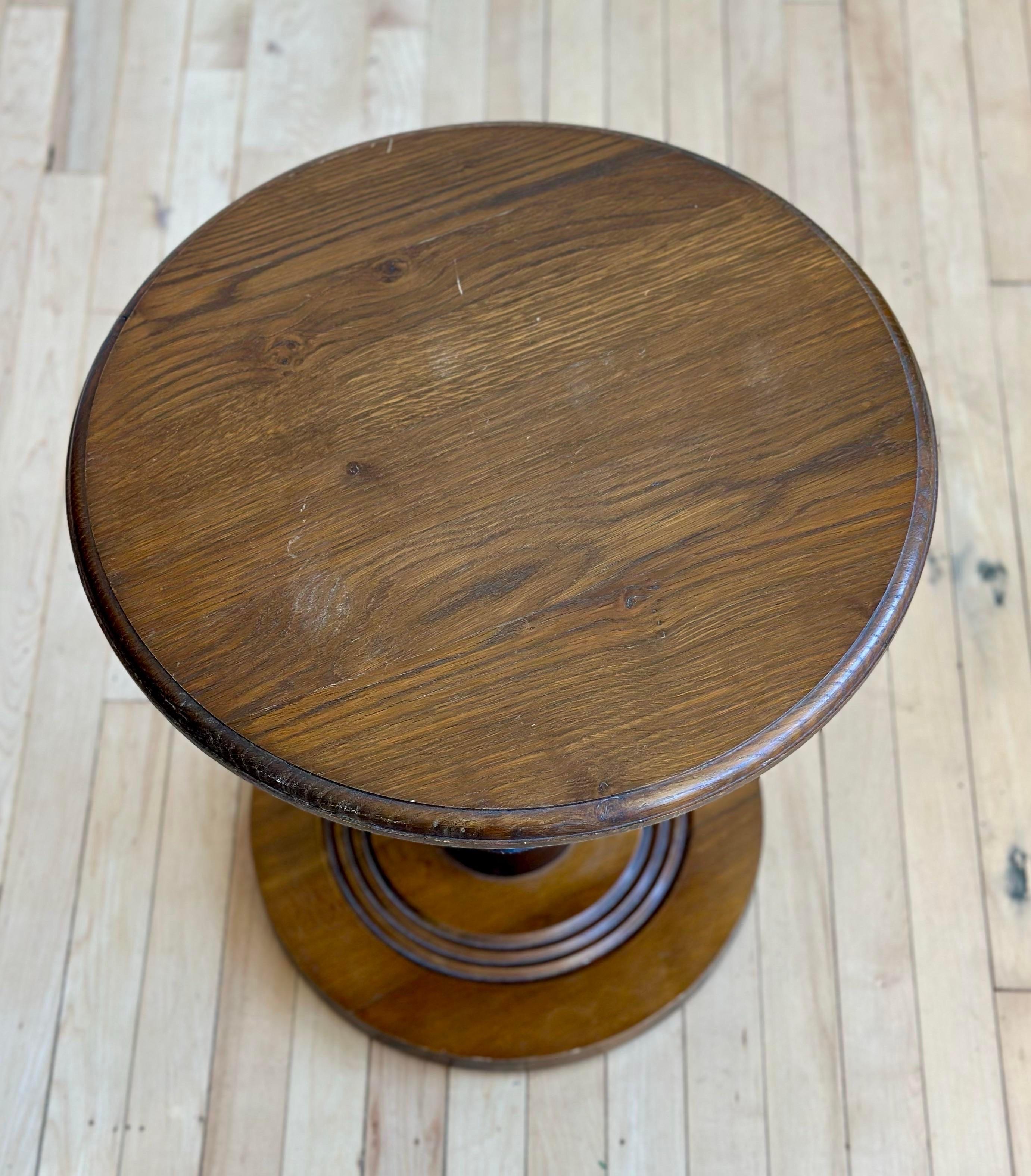 Charles Dudouyt French Oak Gueridon Table In Good Condition In Hudson, NY