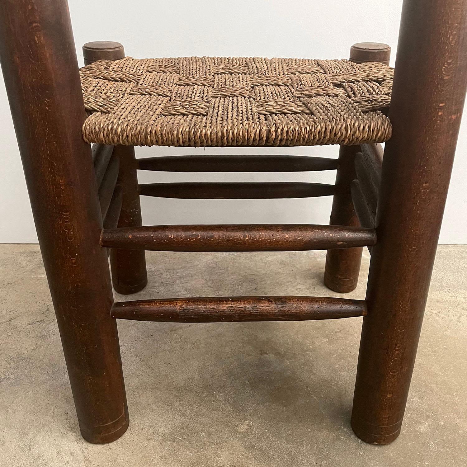 Charles Dudouyt French Oak & Rush Rope Chair For Sale 15