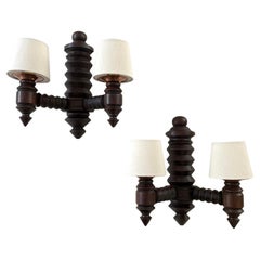Charles Dudouyt French Oak Wall Sconce