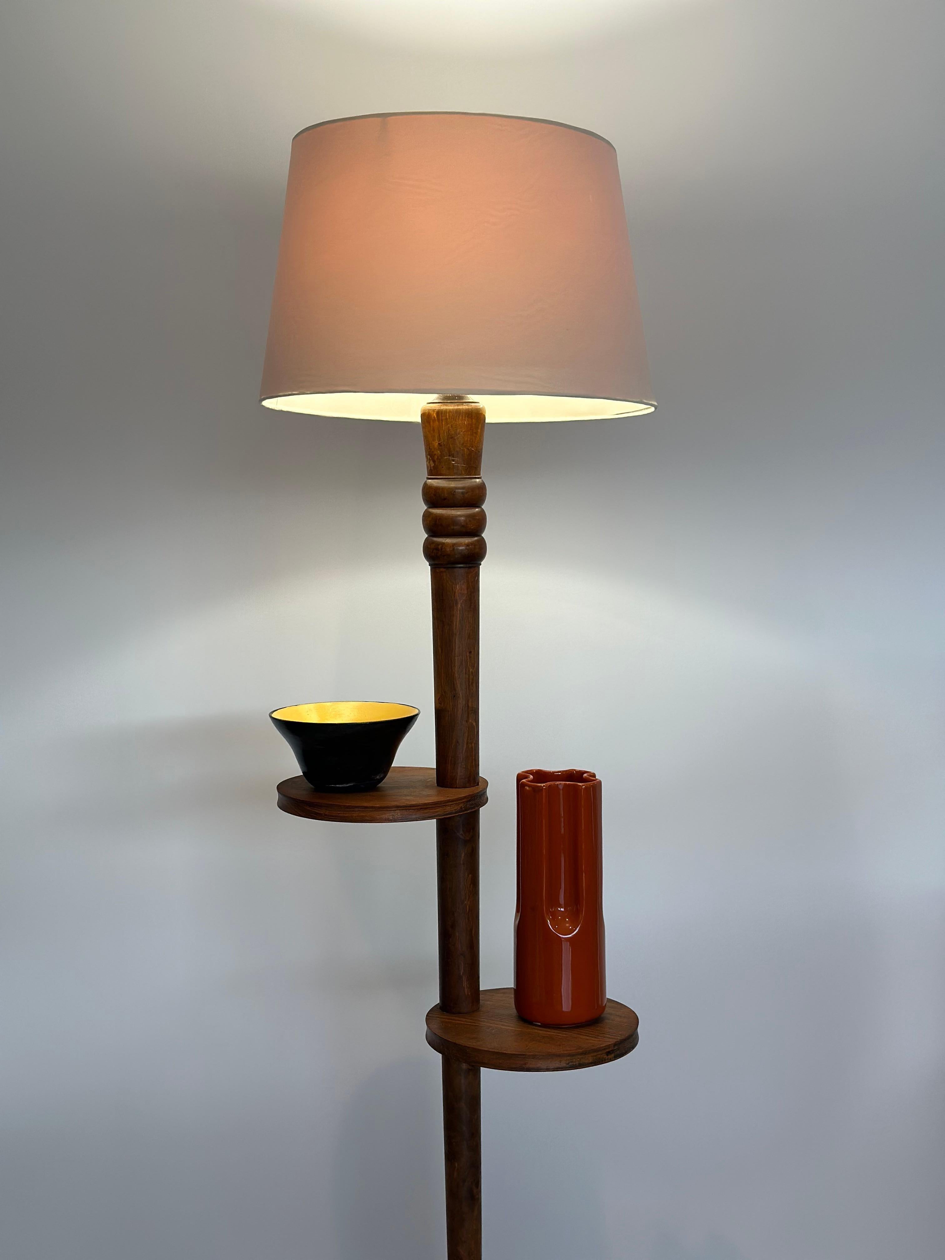 Rustic Charles Dudouyt, French rustic chic design alterable floor lamp, circa 1940s For Sale
