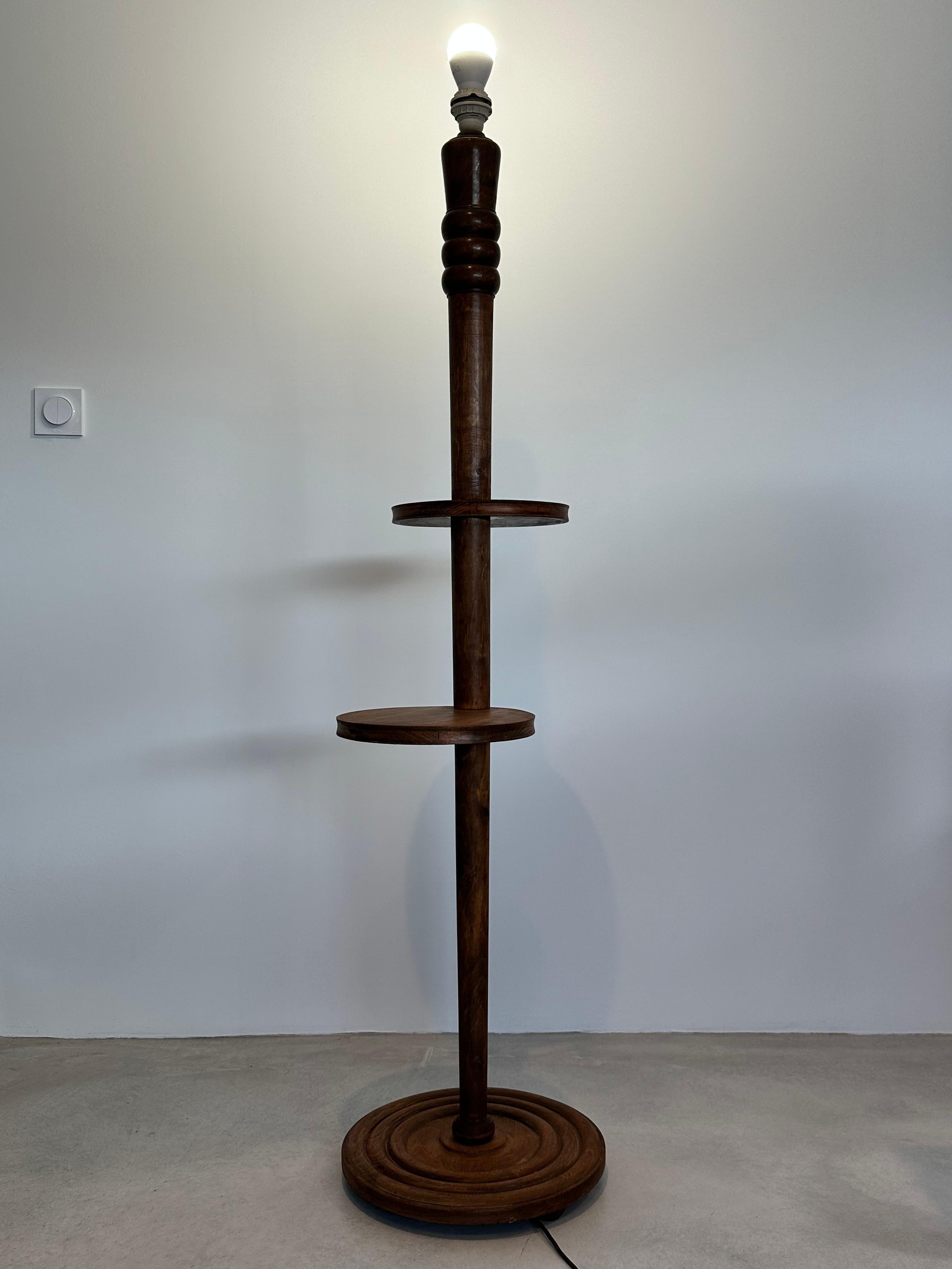 Mid-20th Century Charles Dudouyt, French rustic chic design alterable floor lamp, circa 1940s For Sale