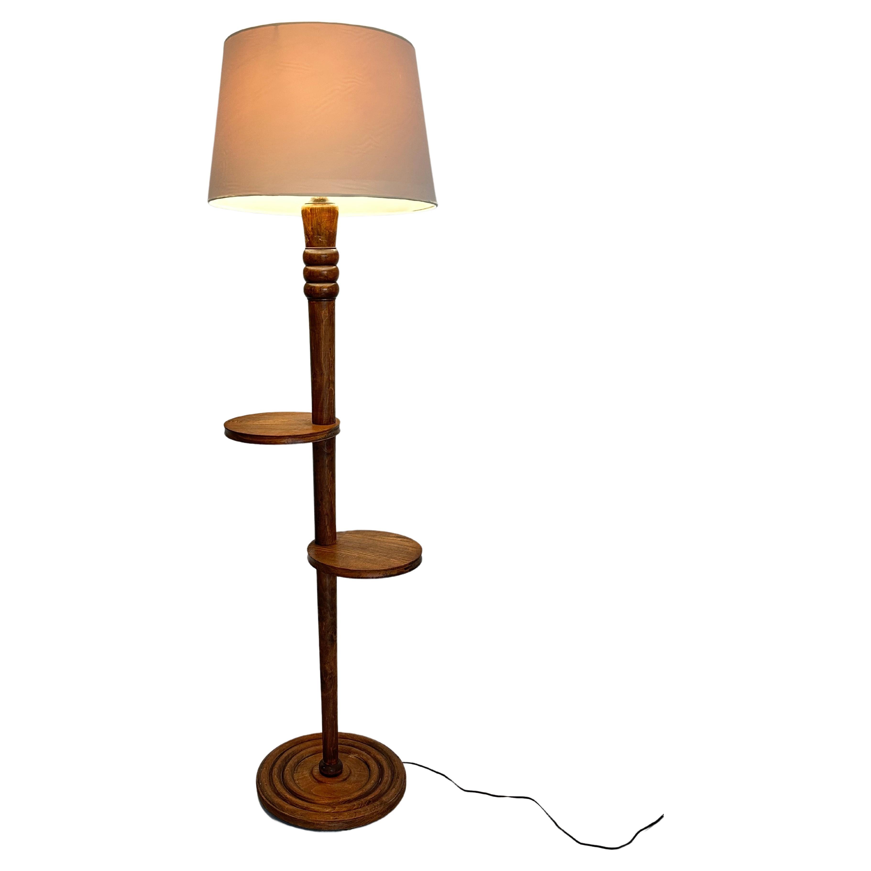 Charles Dudouyt, French rustic chic design alterable floor lamp, circa 1940s For Sale