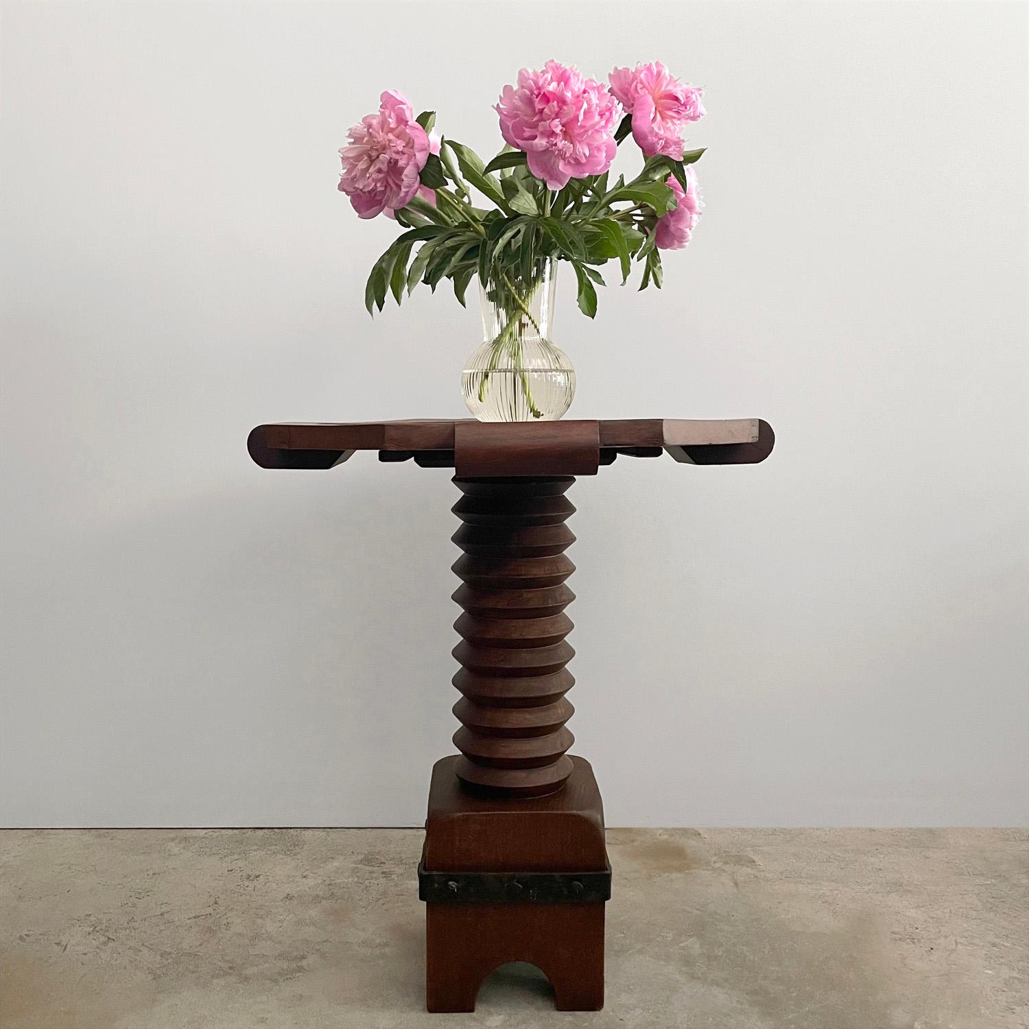 Charles Dudouyt French Walnut Pedestal Table For Sale 15