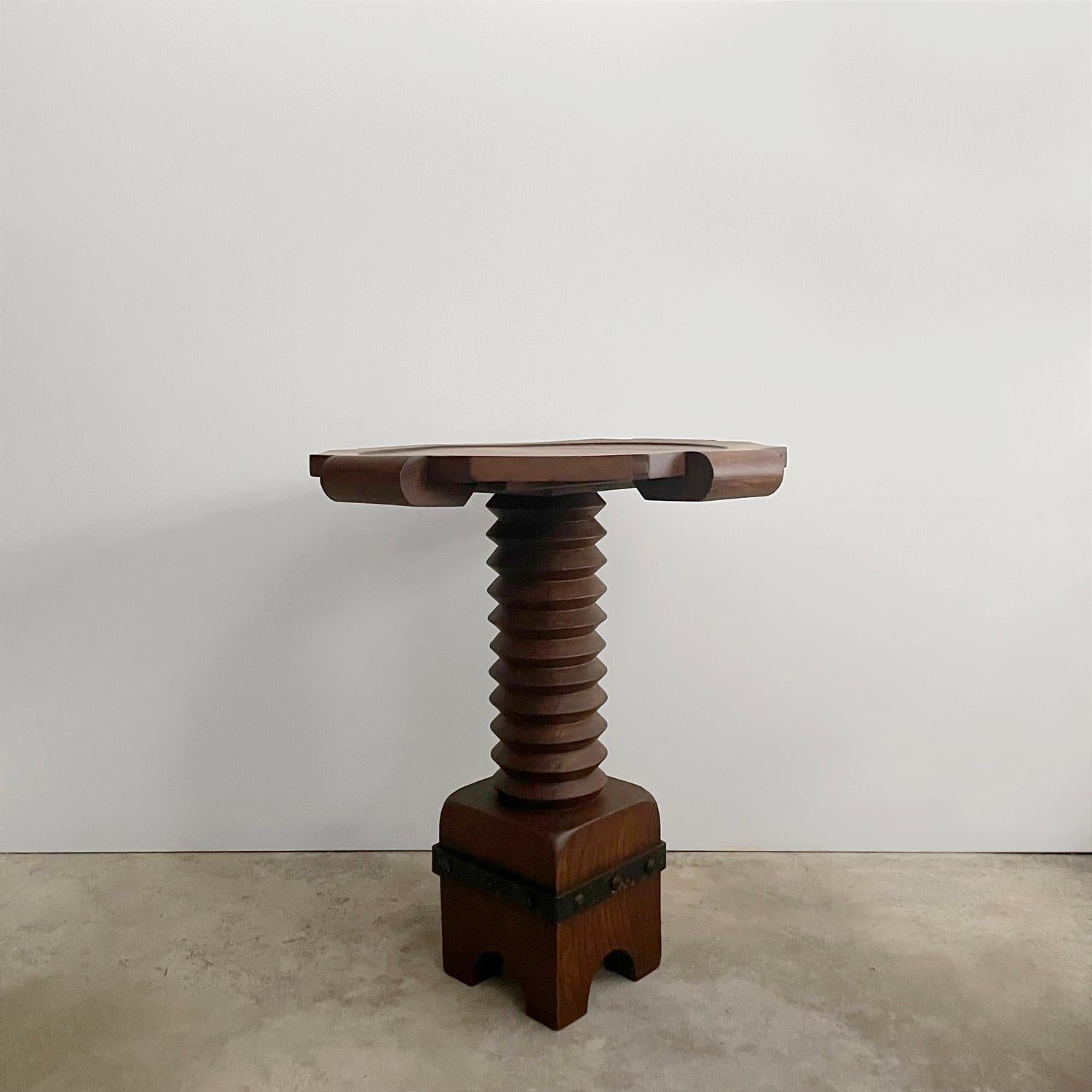 Charles Dudouyt French Walnut Pedestal Table In Good Condition For Sale In Los Angeles, CA