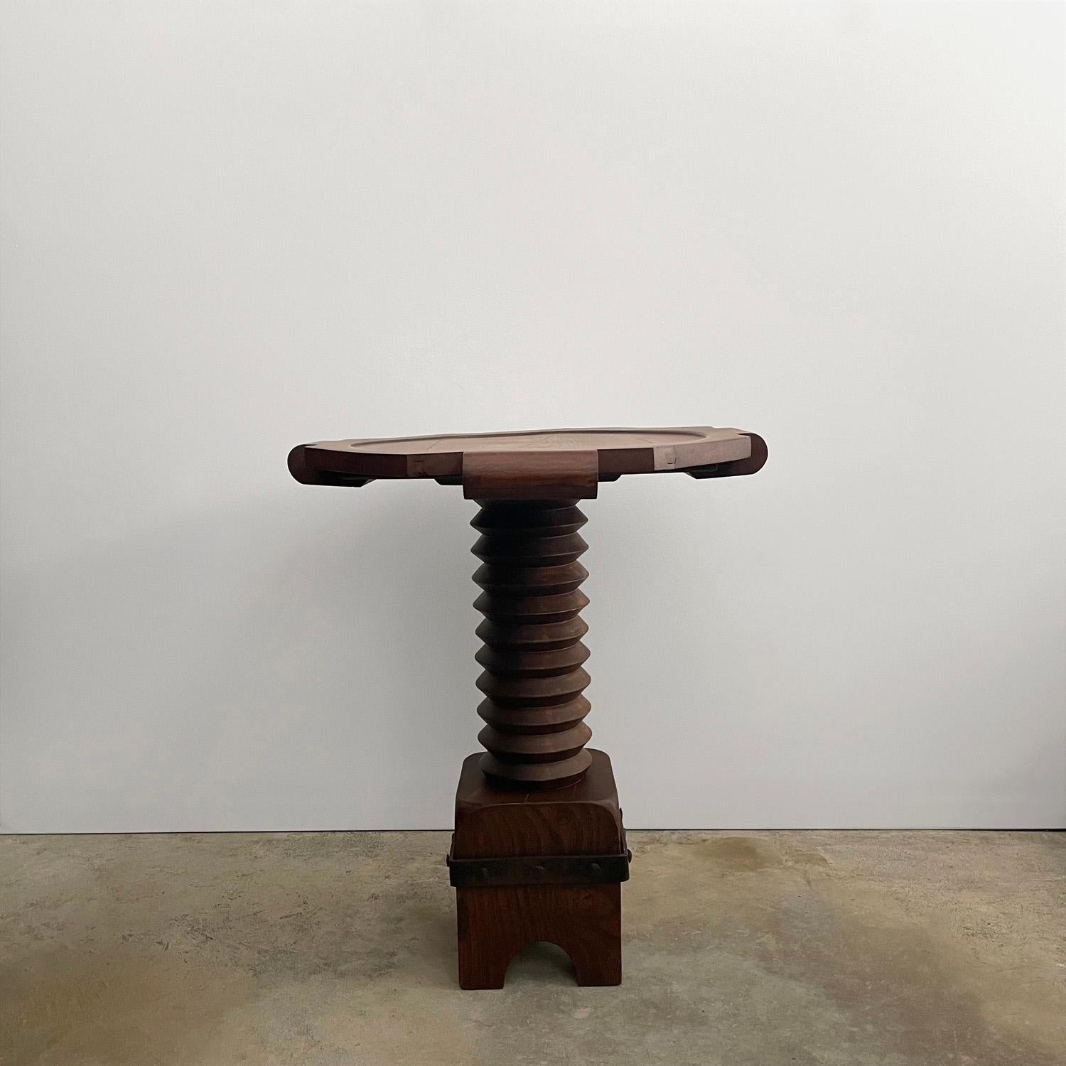 Mid-20th Century Charles Dudouyt French Walnut Pedestal Table For Sale