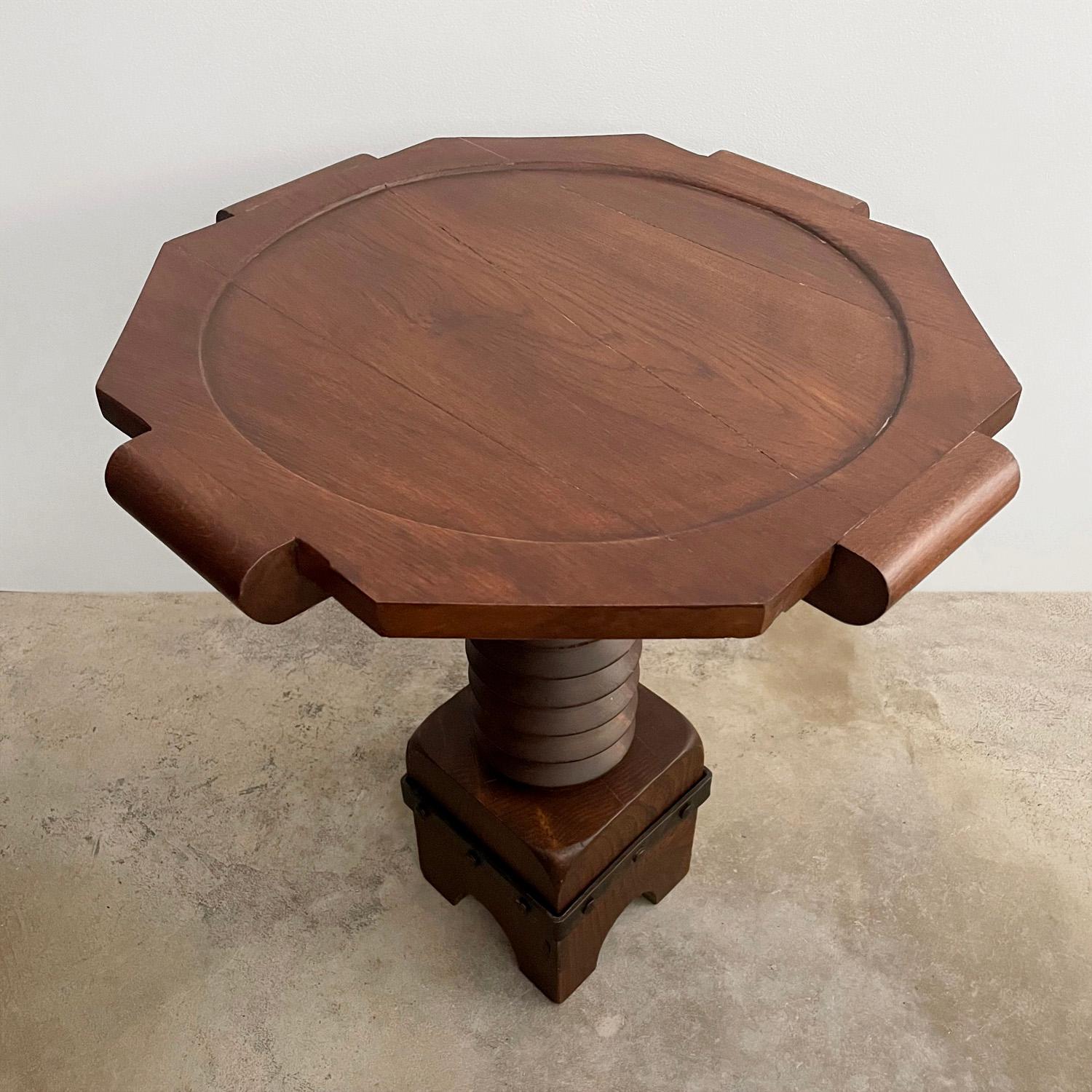Wood Charles Dudouyt French Walnut Pedestal Table For Sale