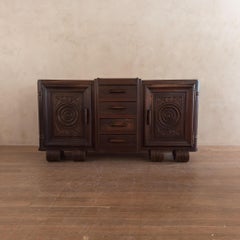 Charles Dudouyt Hand Carved Oak Sideboard with Drawers, France, 1940s