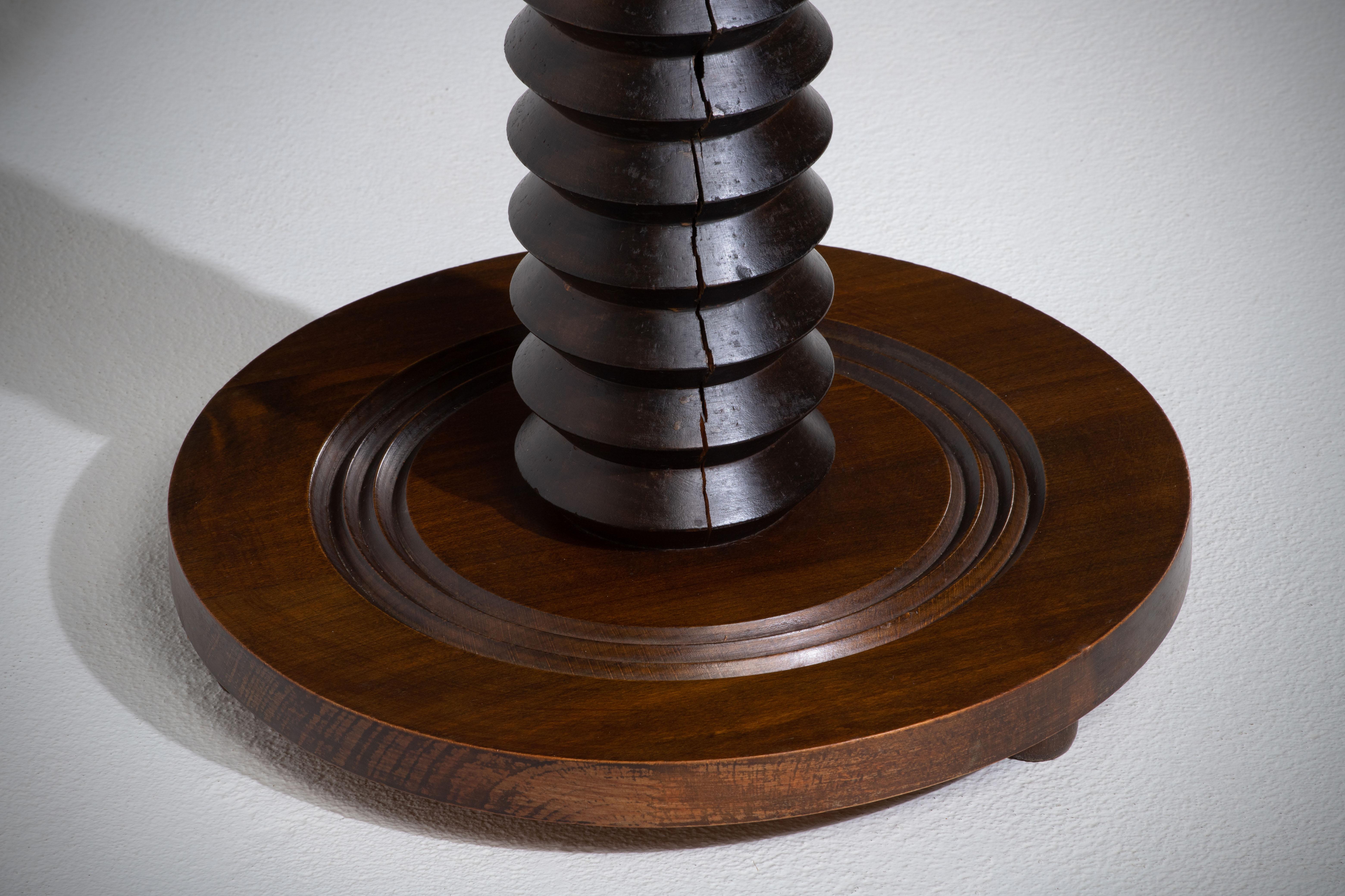 Turned Charles Dudouyt Inspired Oak Gueridon For Sale