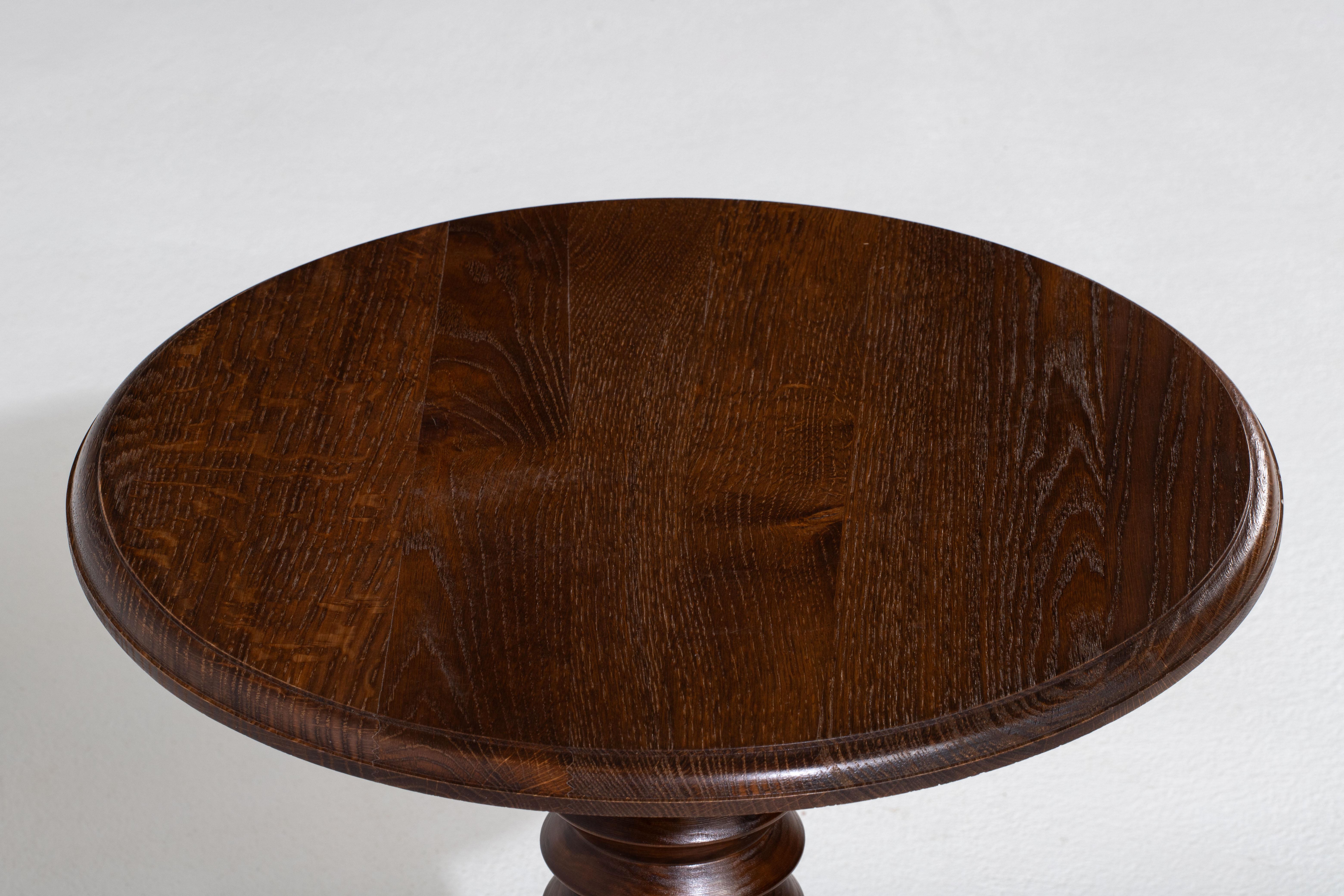 Mid-20th Century Charles Dudouyt Inspired Oak Gueridon For Sale