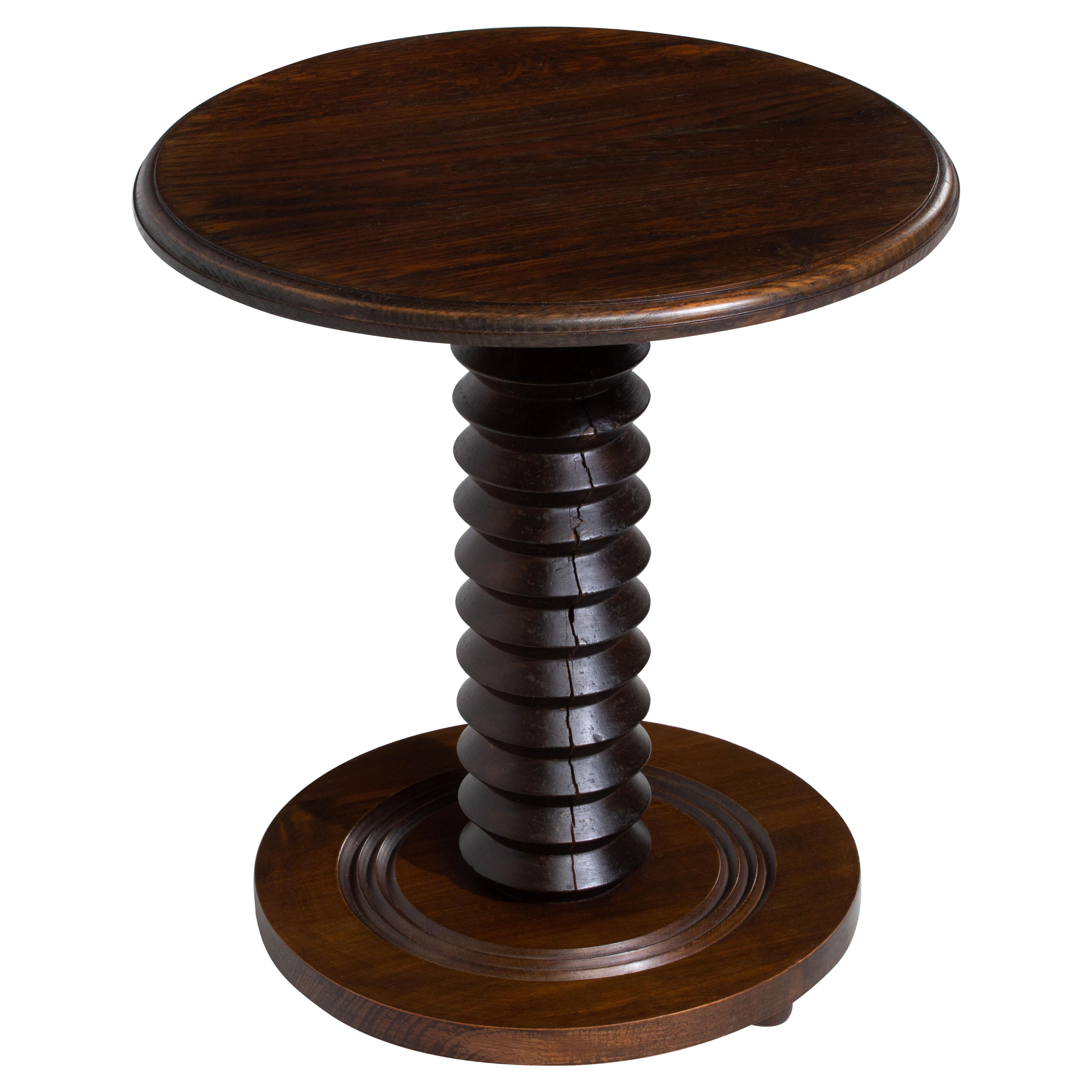 Charles Dudouyt Inspired Oak Gueridon