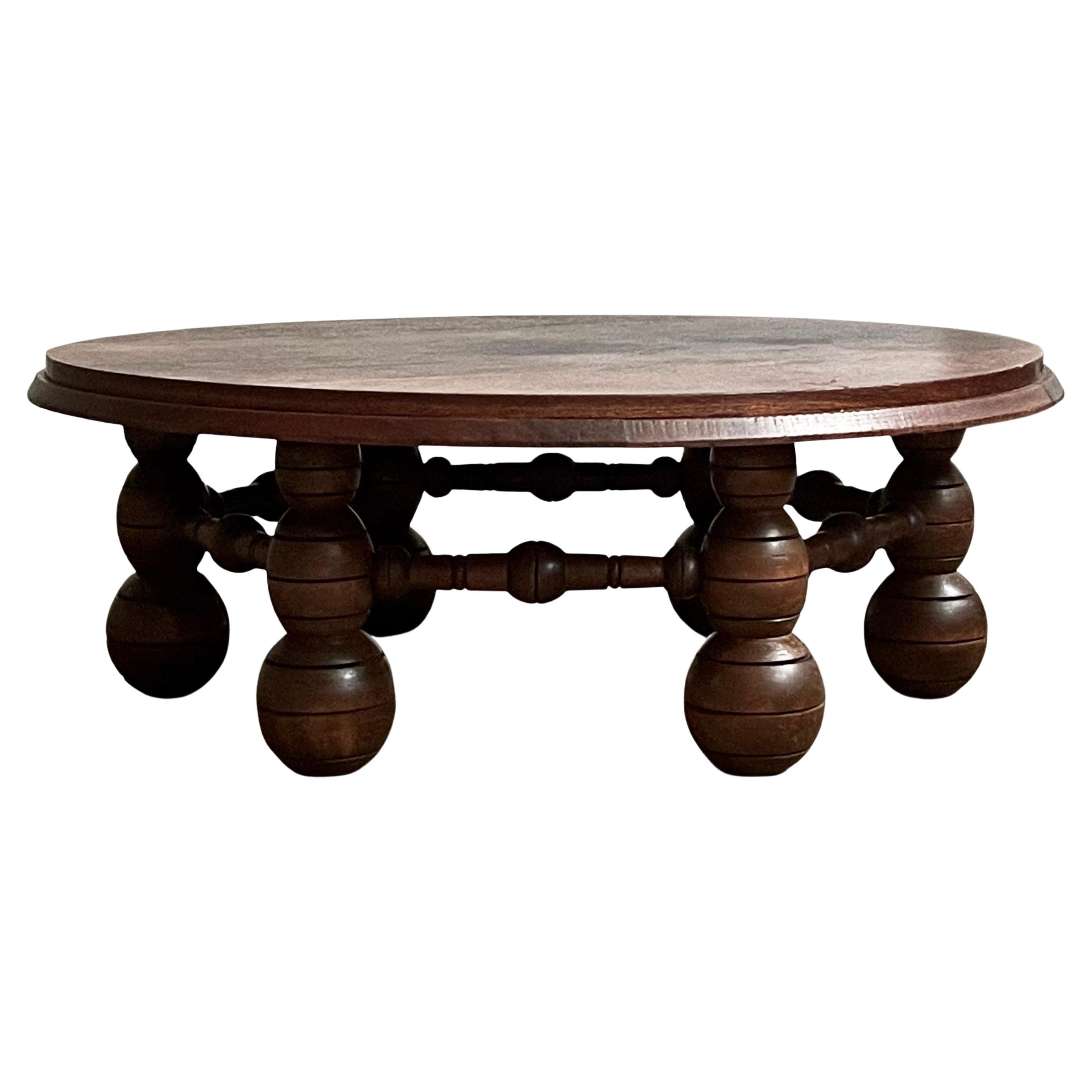 Charles Dudouyt Large Oak Coffee Table For Sale