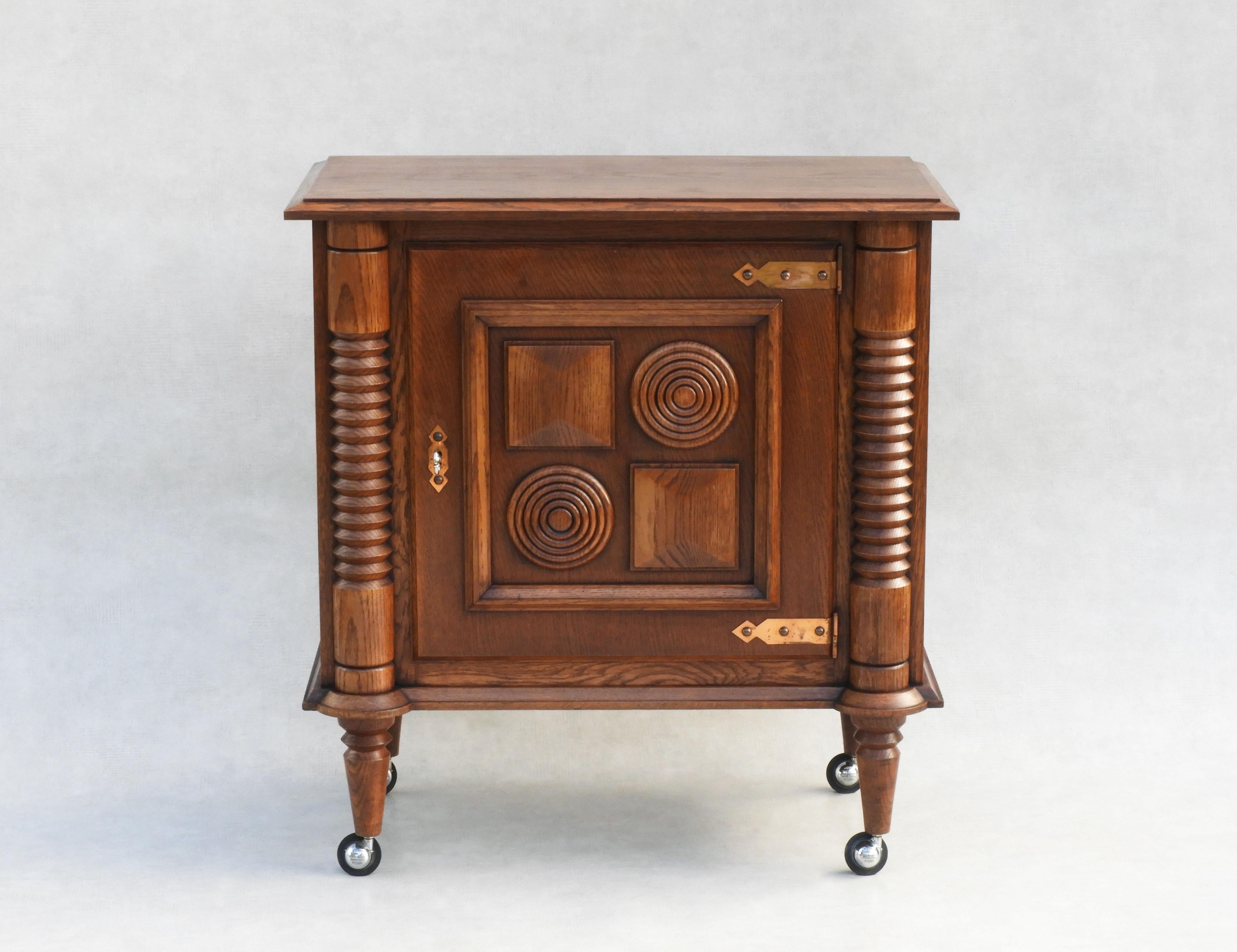 Charles Dudouyt Modernist Rolling Bar Cabinet C1950s France For Sale 5