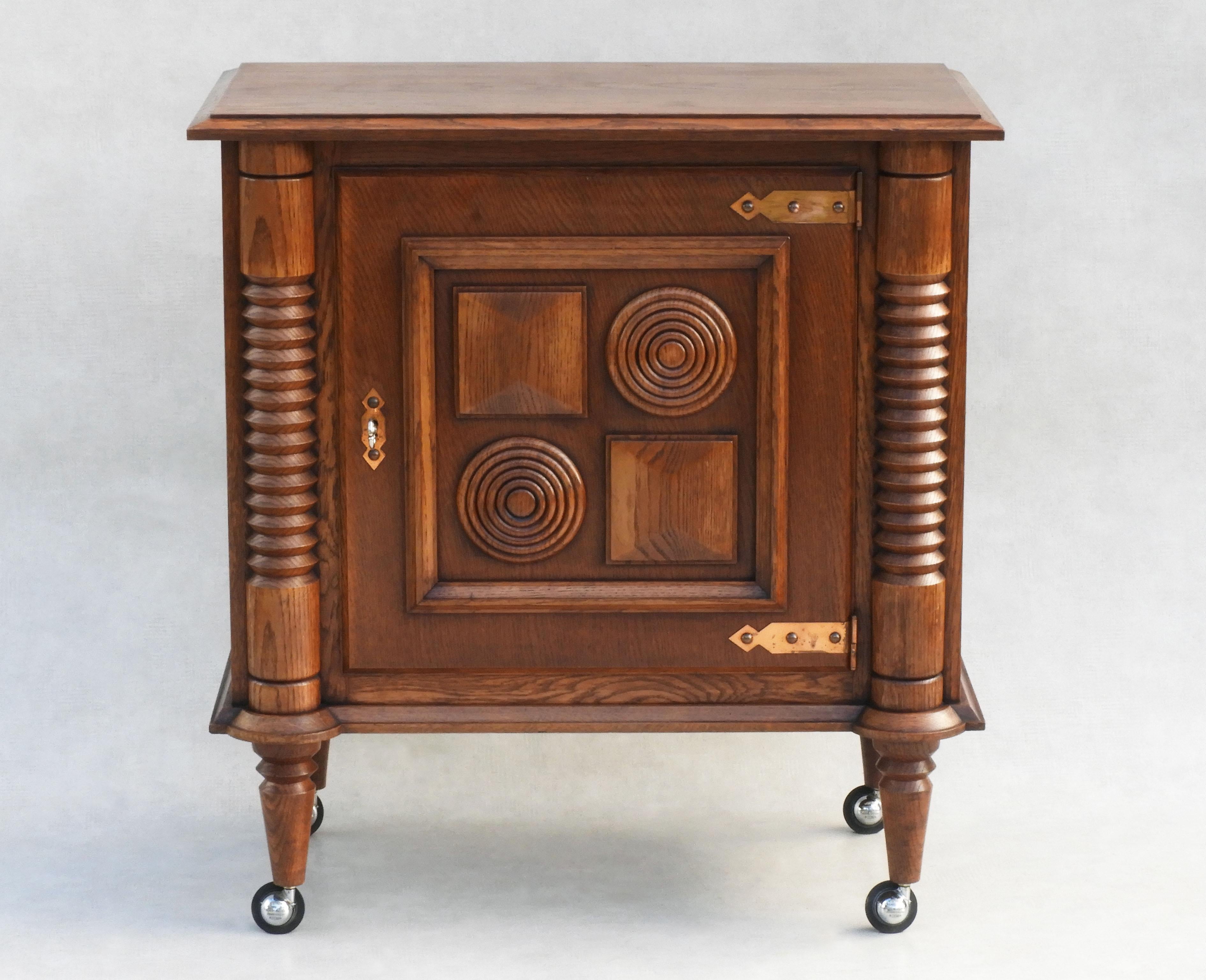 Machine Age Charles Dudouyt Modernist Rolling Bar Cabinet C1950s France For Sale