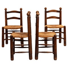 Charles Dudouyt Oak and Straw chairs 
