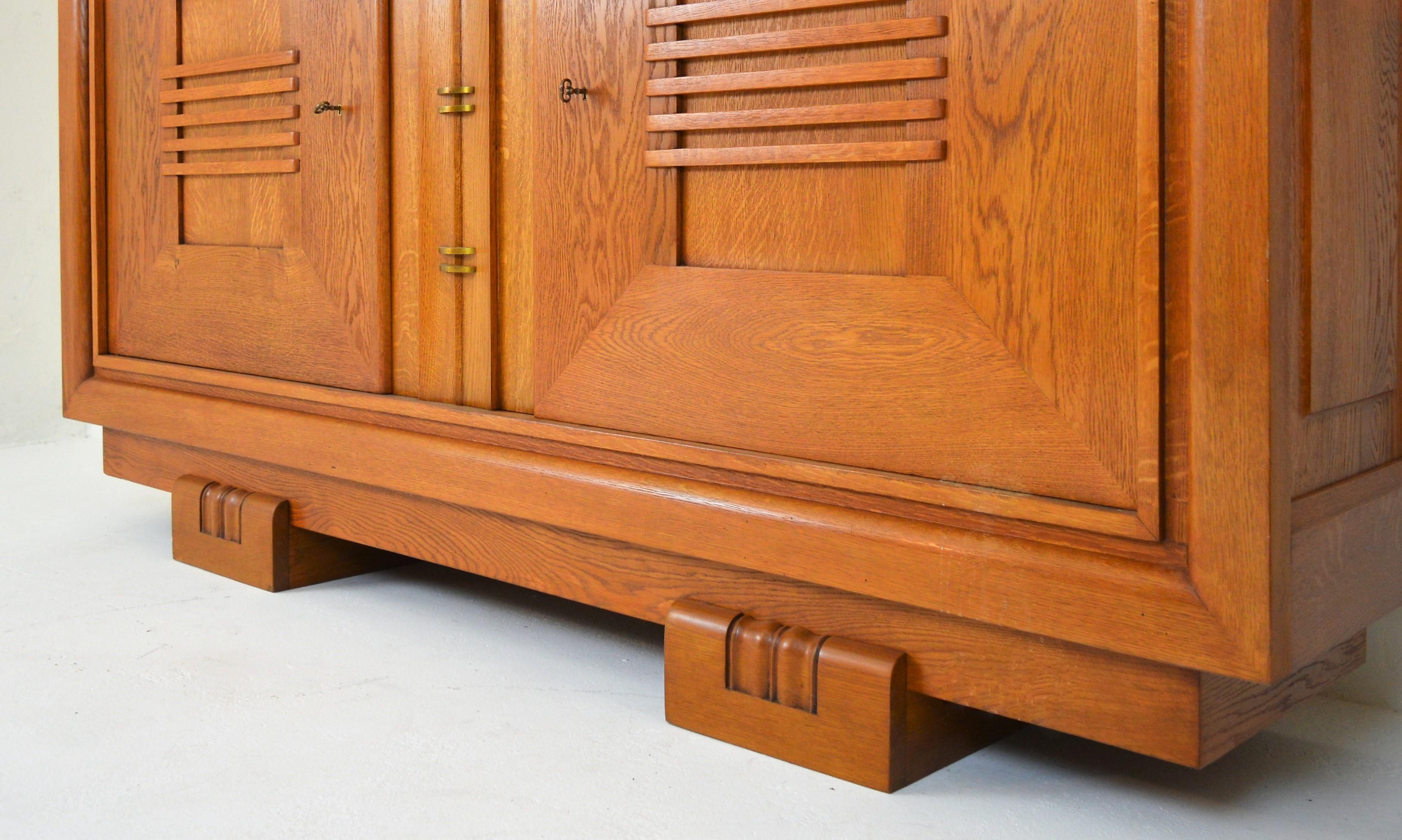 Charles Dudouyt Oak Cabinet, 1940 with Secret Space 4
